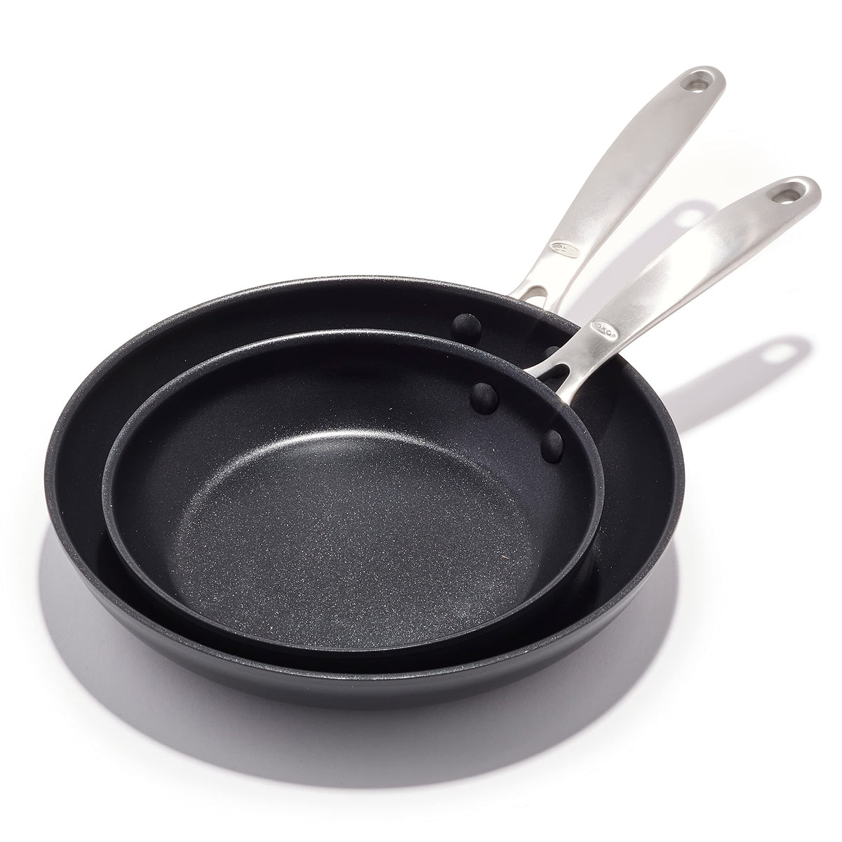 Oxo Enhanced 8'' And 10'' Frying Pan Skillet Set, Healthy Ceramic Nonstick, Pfas-Free, Stainless Steel Handle, Dishwasher Safe,
