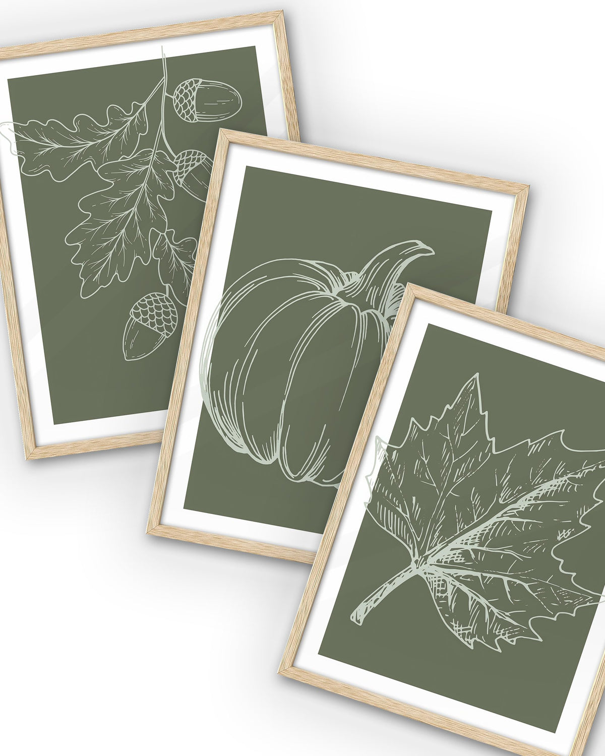 Ihery Natural Oak Wood Framed Floral Wall Art, 12X16 In Set Of 3 Wildflower Canvas Prints, Beige Narrow Frame Botanical Flower D