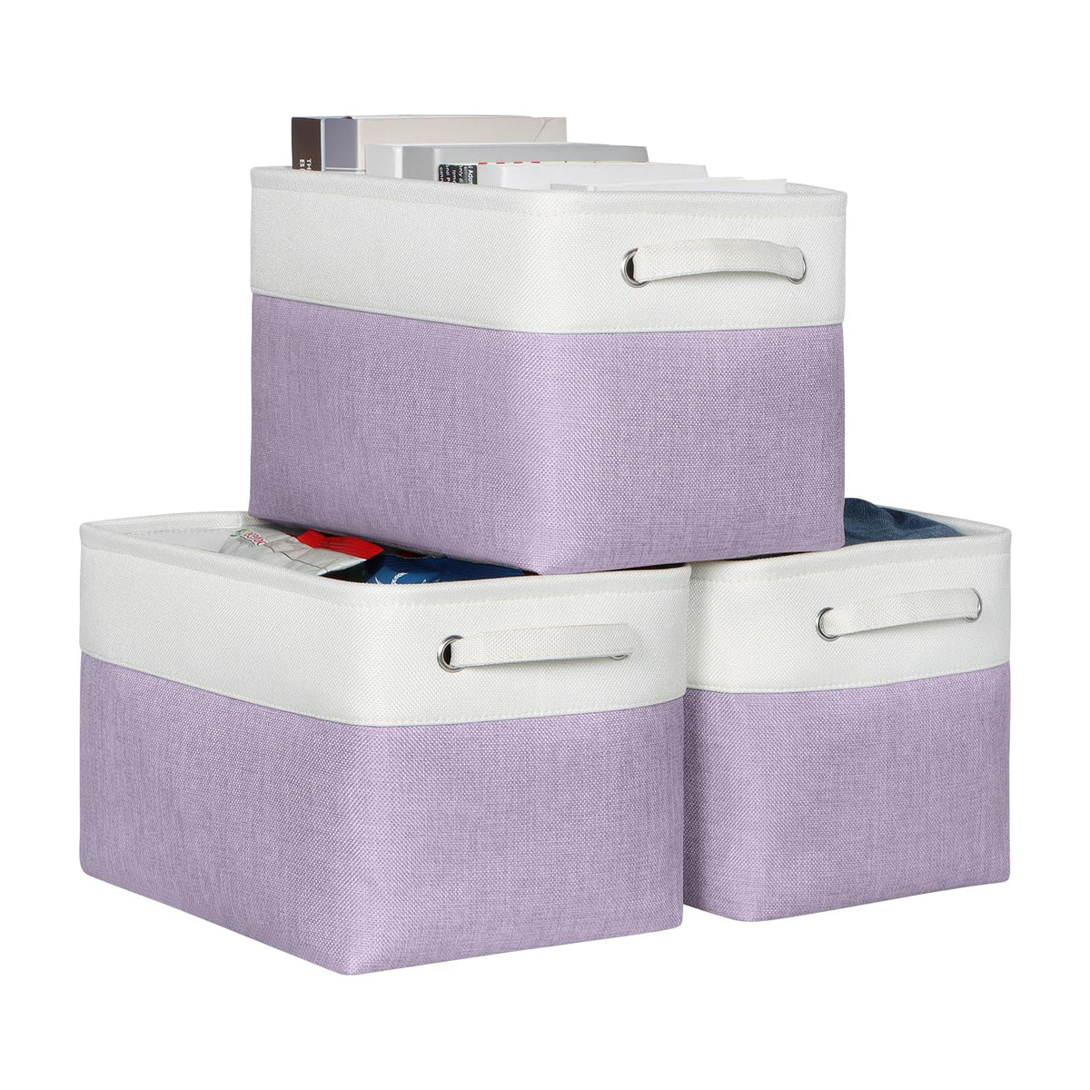 Kntiwiwo Foldable Storage Bins 15'' X 10'' X 9.5'' Fabric Storage Basket Cube With Handles Large Linen Closet Organizer Bins For
