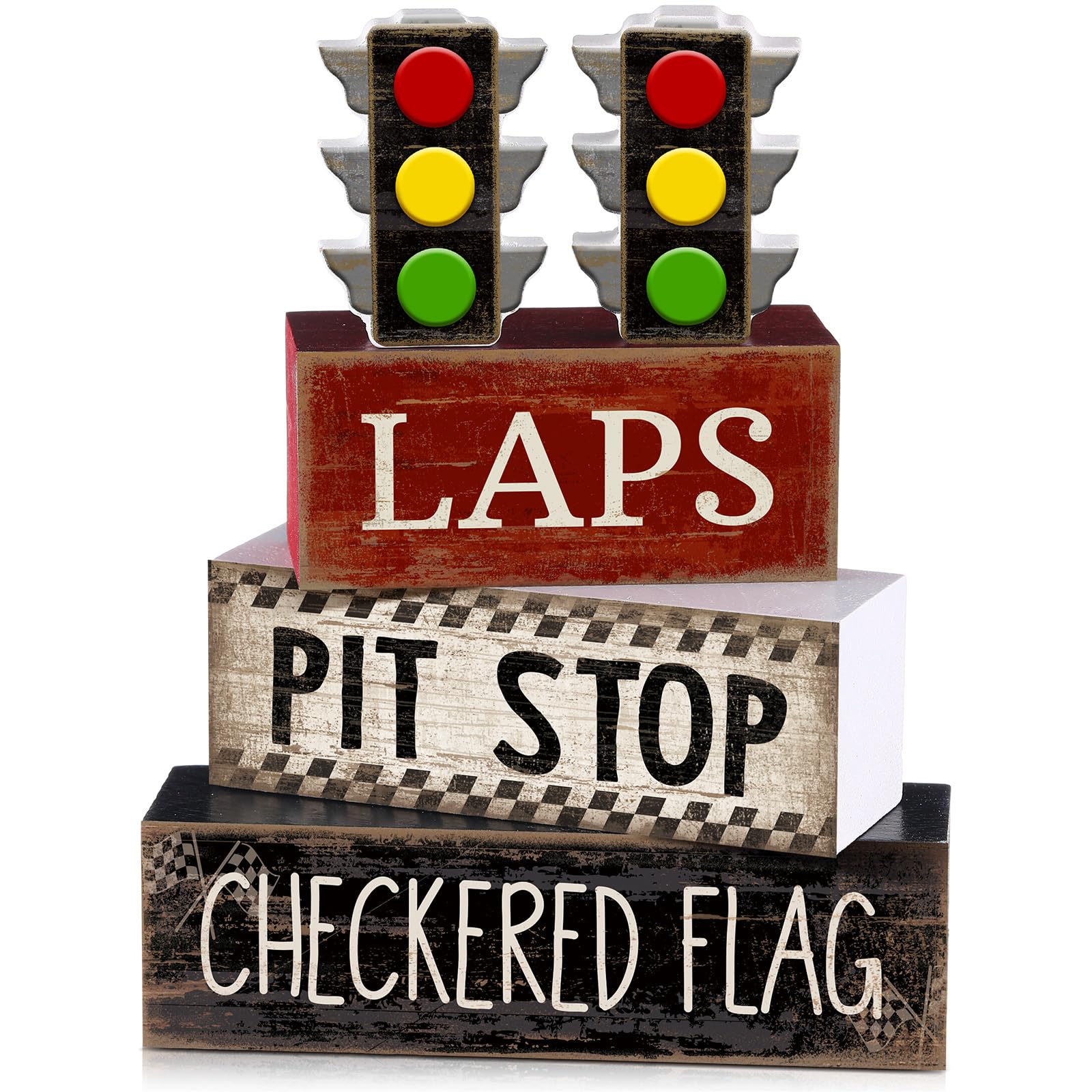 Lineshading 4 Pcs Racing Birthday Party Decoration Race Car Table Decorations Wooden Traffic Light Decor Racing Car Table Center