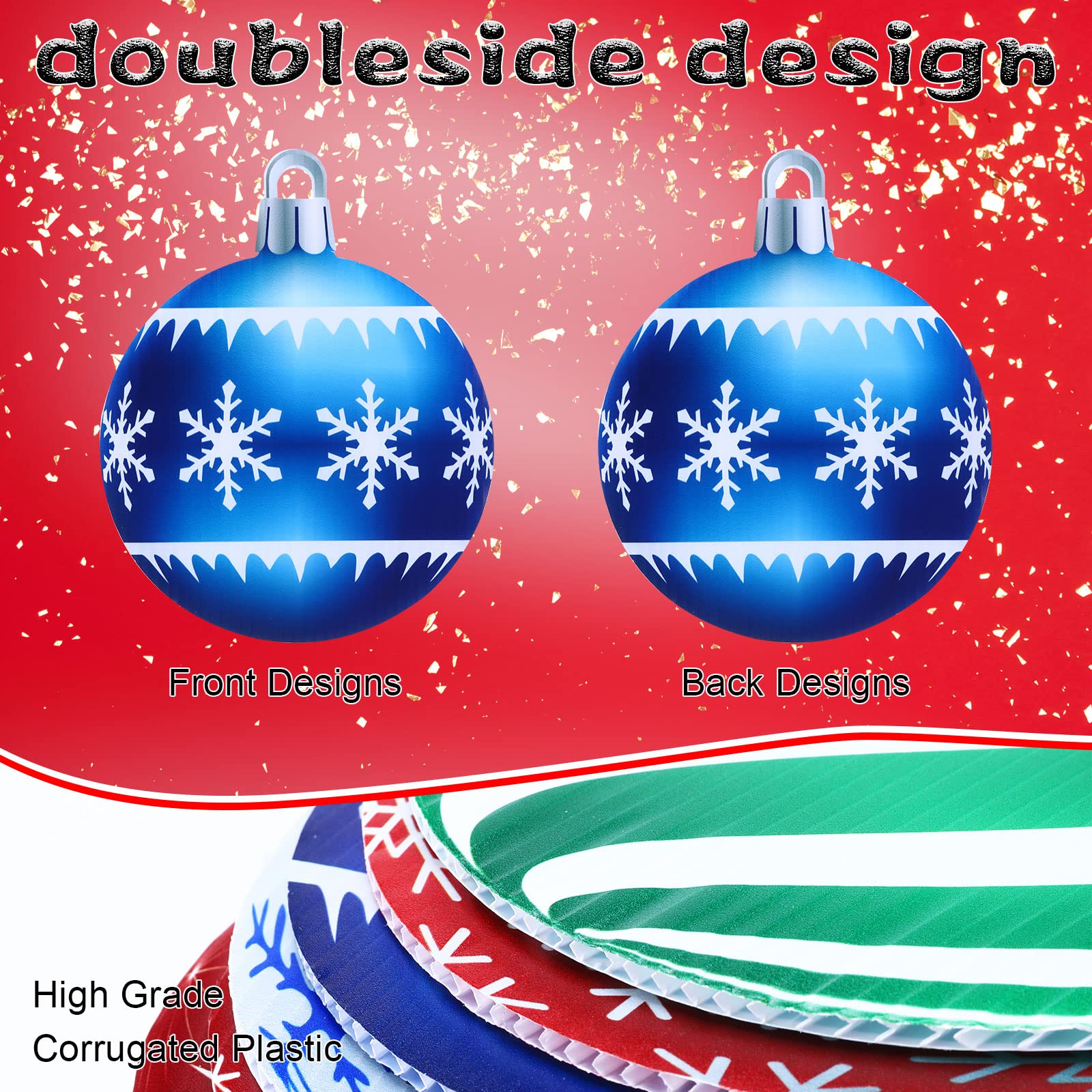 Sumind 10 Pieces Large Christmas Decorations Outdoor Christmas Hanging Ornaments Yard Lawn Signs Round Double Sided Porch Orname