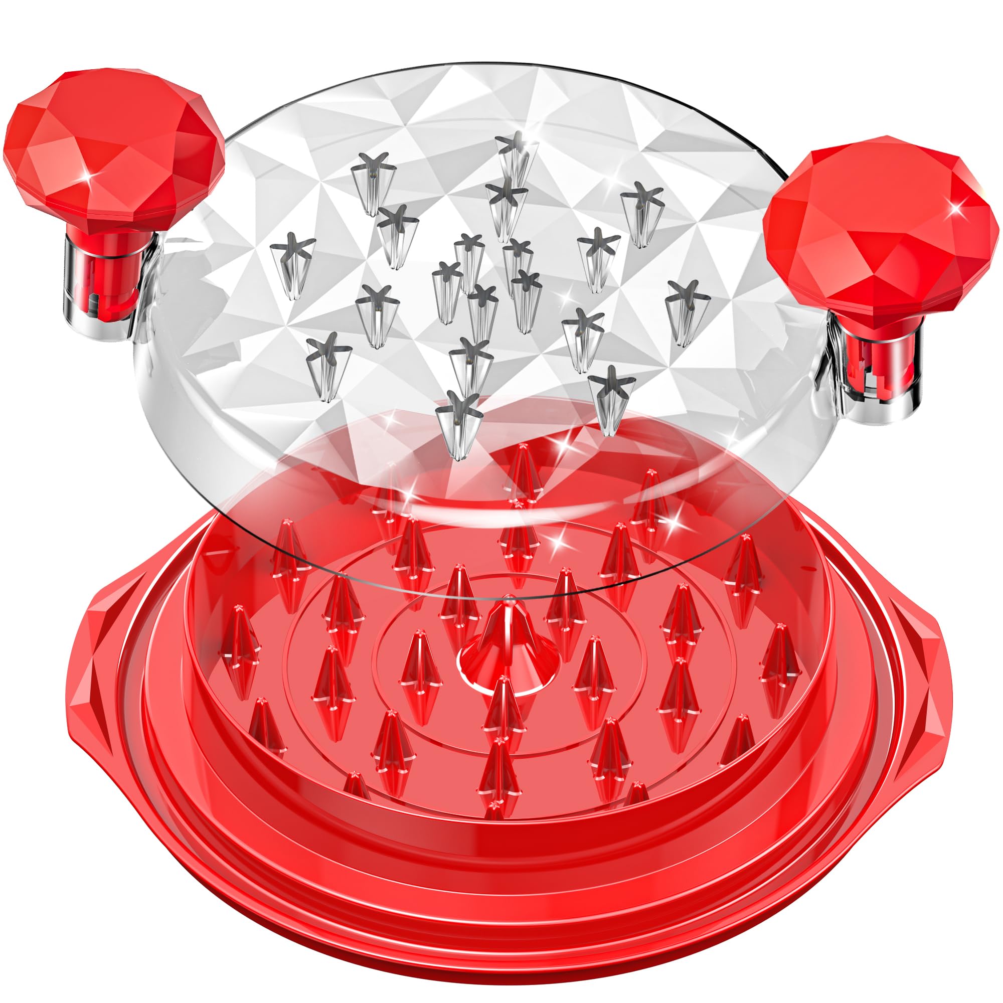 Chicken Shredder Tool Twist Large With Brush, 10'' Pro Visible Meat Shredder Machine, Strong Anti-Slip Base, Ergonomic Handle, B