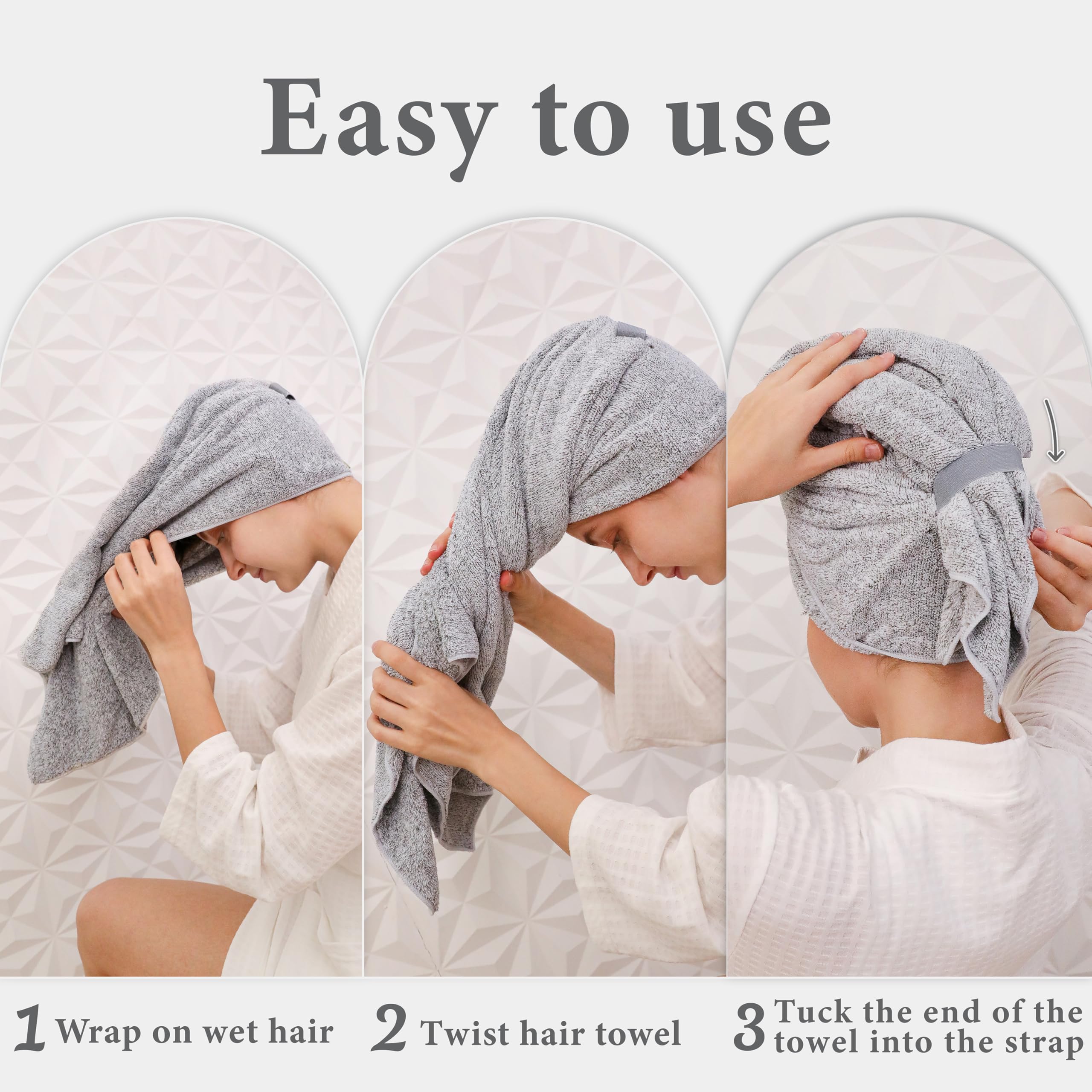 myHomeBody Hair Drying Towel, Hair Wrap Towel, Quick Dry Towel, Hair Towel Wrap for Women Long Hair, Hair Towels for Women, Hair