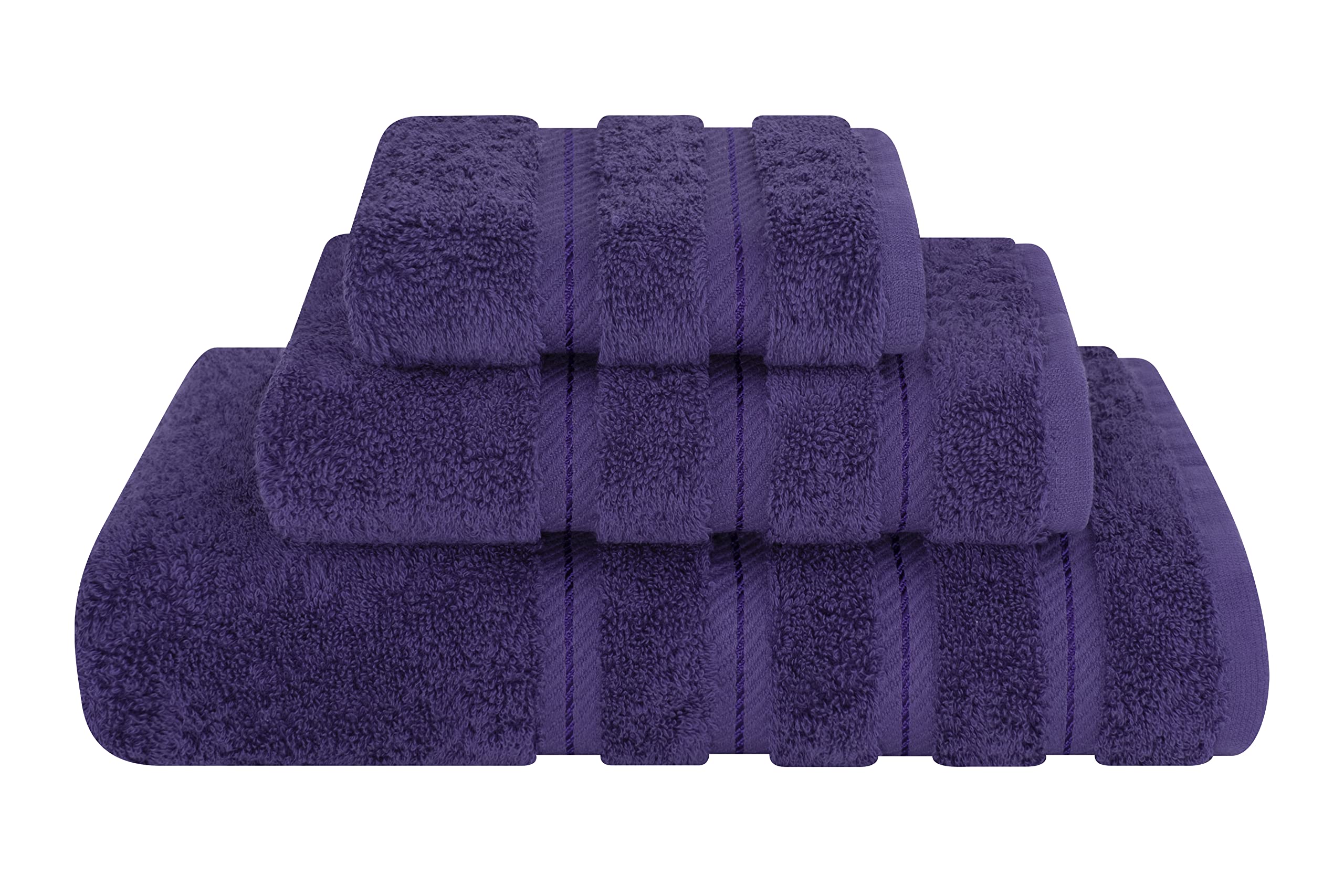 American Soft Linen Luxury 3 Piece Towel Sets  1 Bath Towel 1 Hand Towel 1 Washcloth  100% Turkish Cotton Towels for Bathroom  Purple Towel Set
