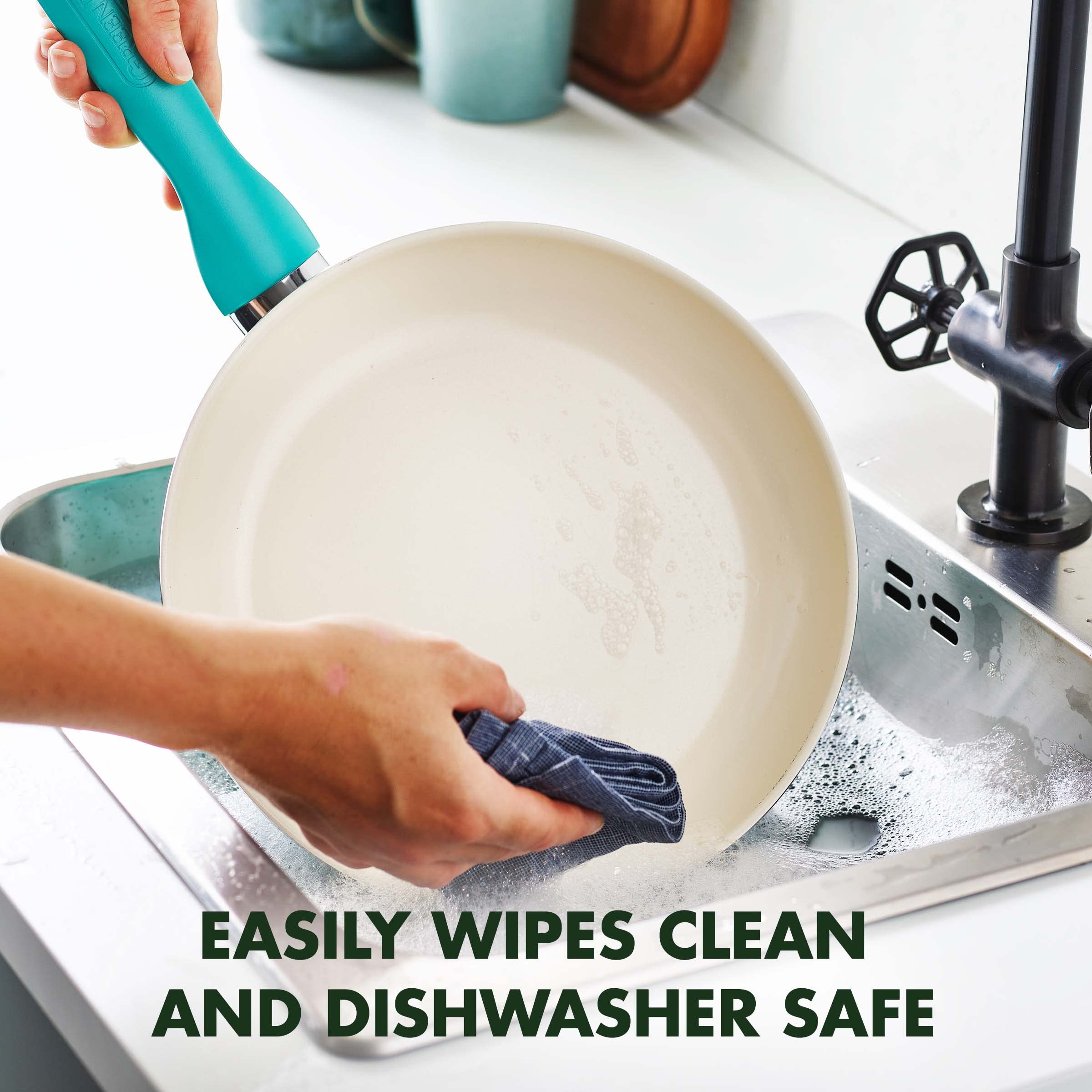 Greenpan Rio Healthy Ceramic Nonstick 7'' 9.5'' And 11'' Frying Pan Skillet Set, Pfas-Free, Dishwasher Safe, Turquoise