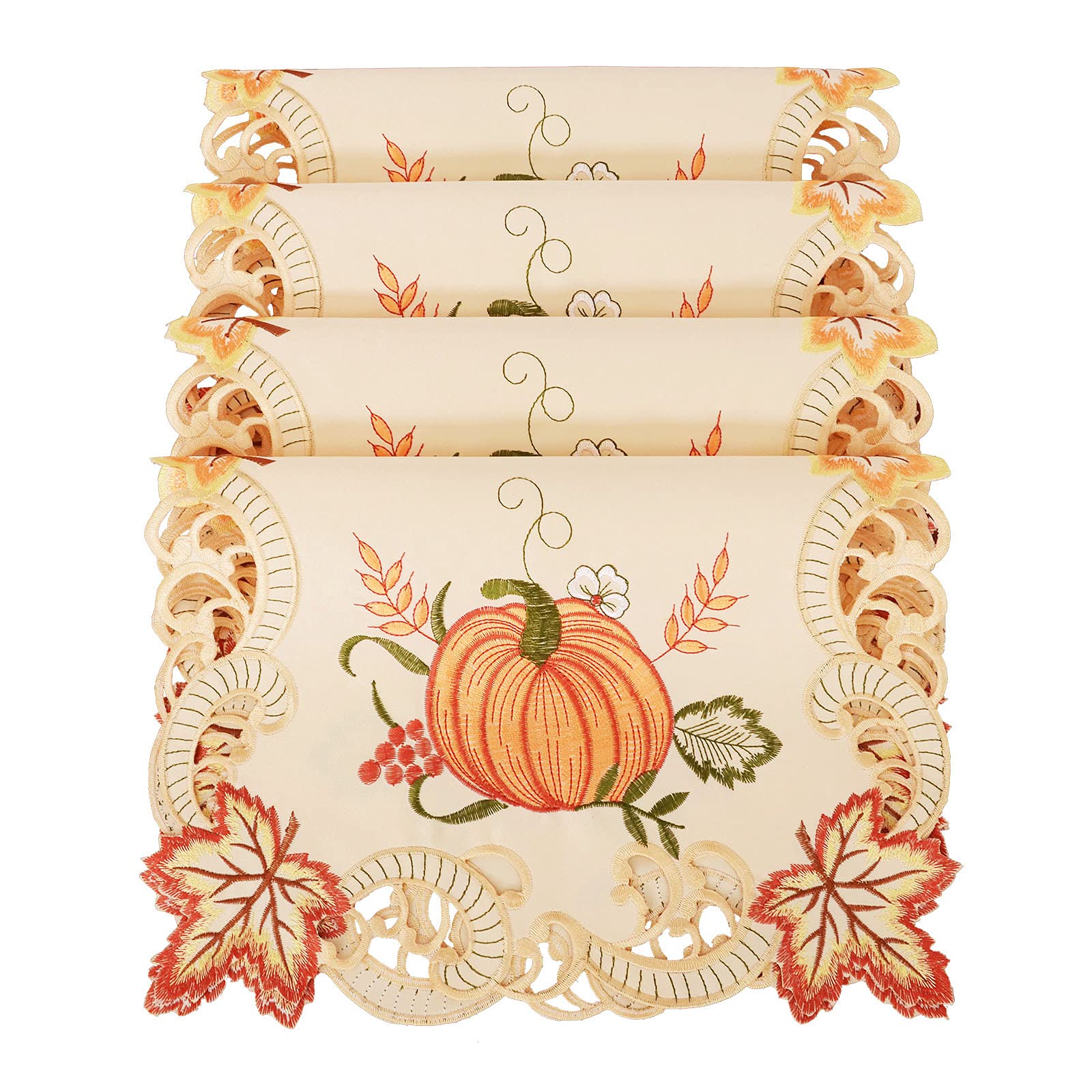 Simhomsen Small Embroidered Thanksgiving Harvest Pumpkins Table Runners for Autumn Or Fall Decorations (14    34 Inches)