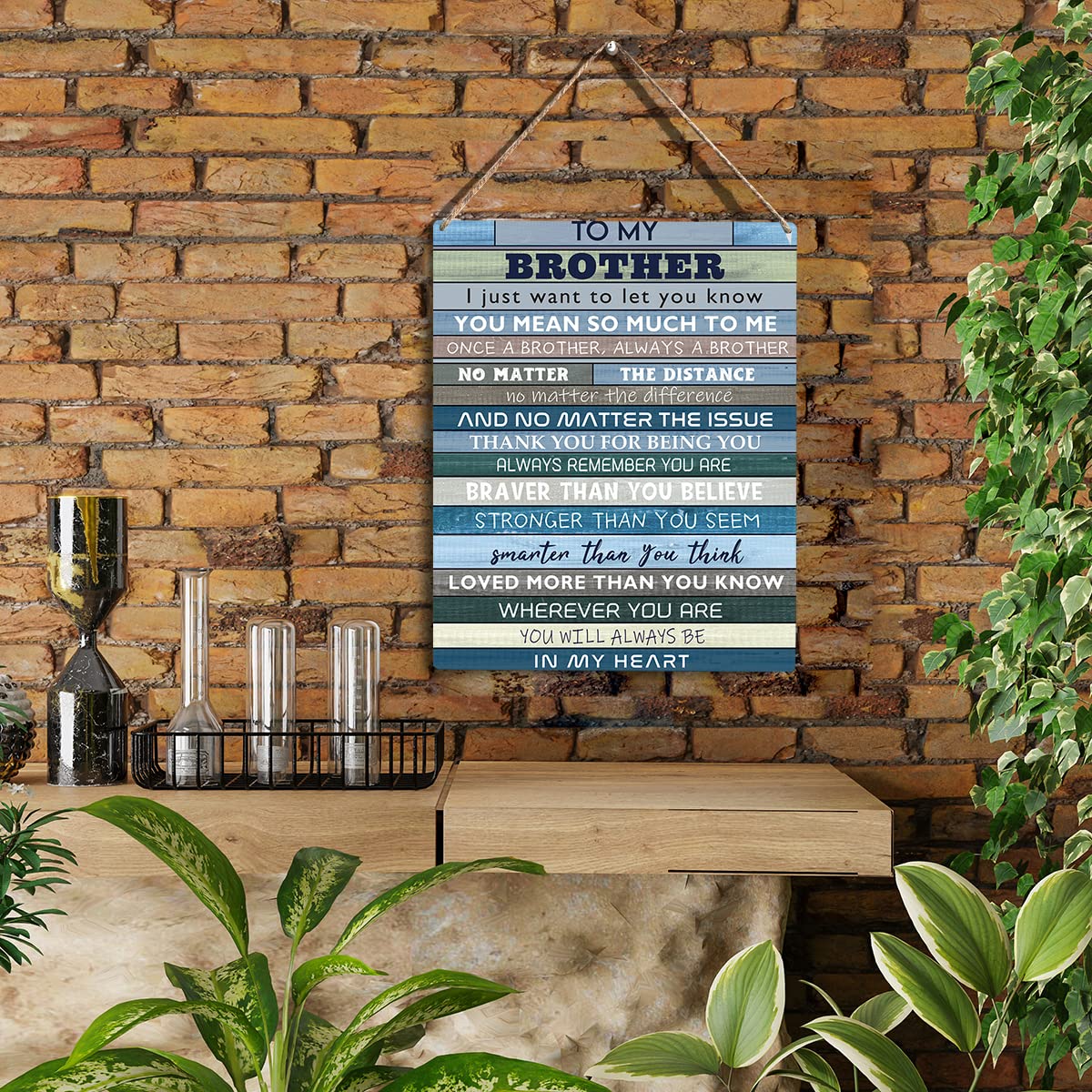 Wooden Hanging Sign for Brother - Sister Gift for Birthday, Christmas, Anniversary, Valentine - Farmhouse Bathroom Wall Decor -