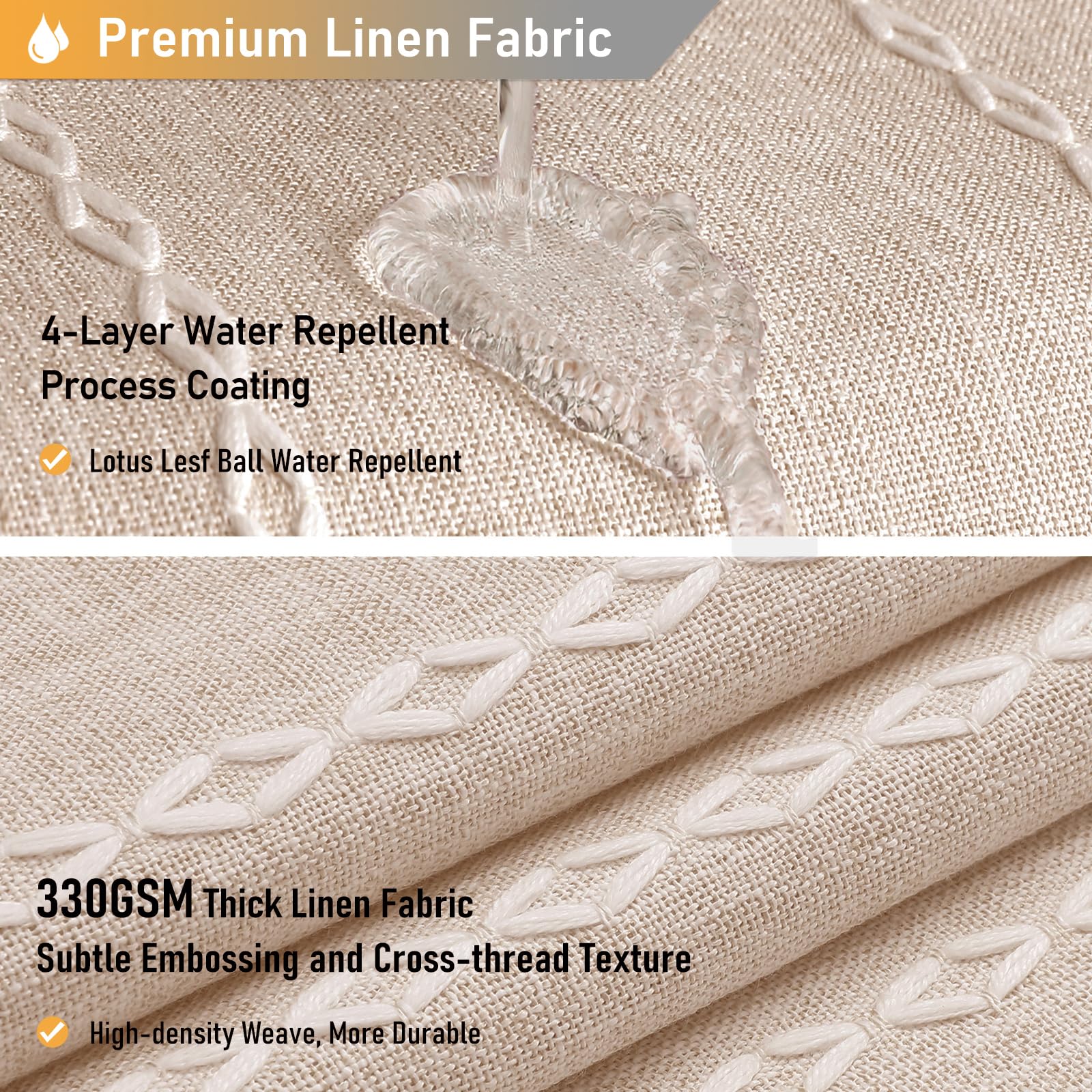 Bttn 78 Inch Long Shower Curtain, Boho Farmhouse Linen Ultra Thick Striped Fabric Shower Curtain Set With Plastic Hooks, Tall Ru