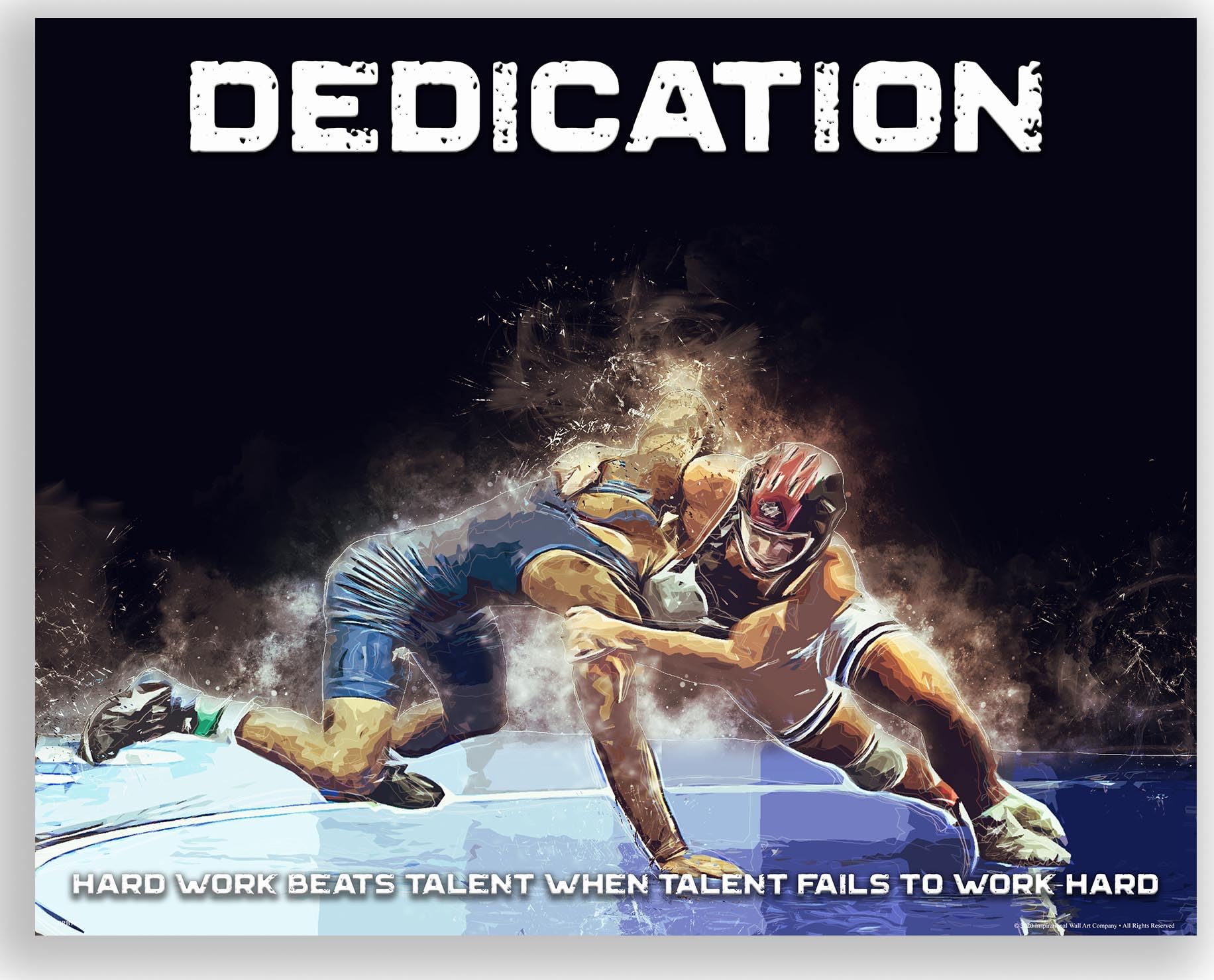 Inspirational Wall Art Co. - Dedication - Wrestling Inspiration College High School Gift Motivational Quotes Posters - Poster Pr