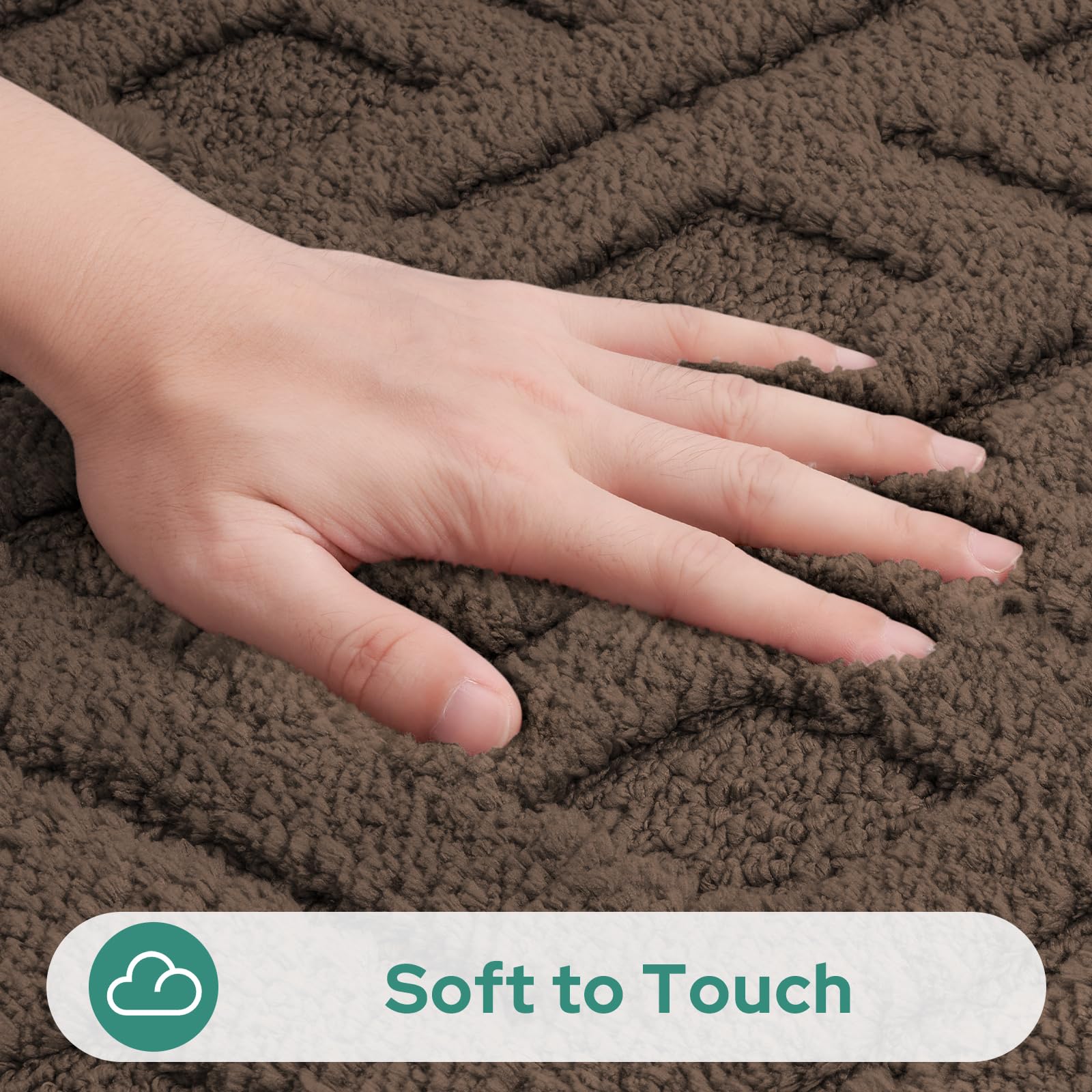 Homeideas Bathroom Rugs Sets 2 Piece, Extra Soft Shaggy Absorbent Non Slip Machine Washable Grid Bath Mat For Floor, Tub And Sho
