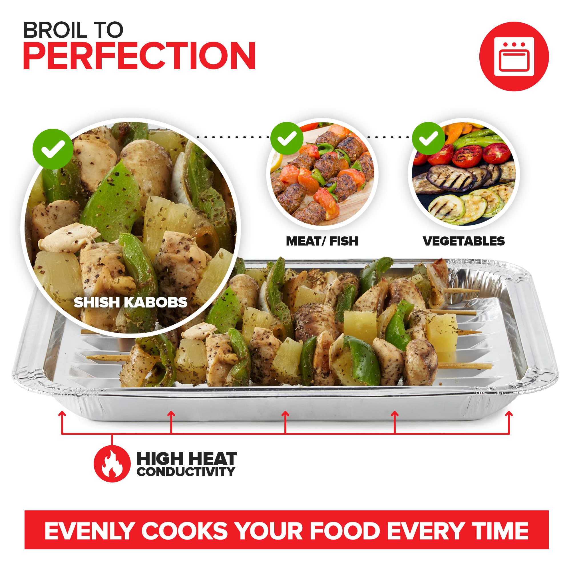 Stock Your Home Disposable Aluminum Foil Broiler Pan (10 Pack) For Oven - Durable Broiling Drip Trays With Ribbed Bottom Surface