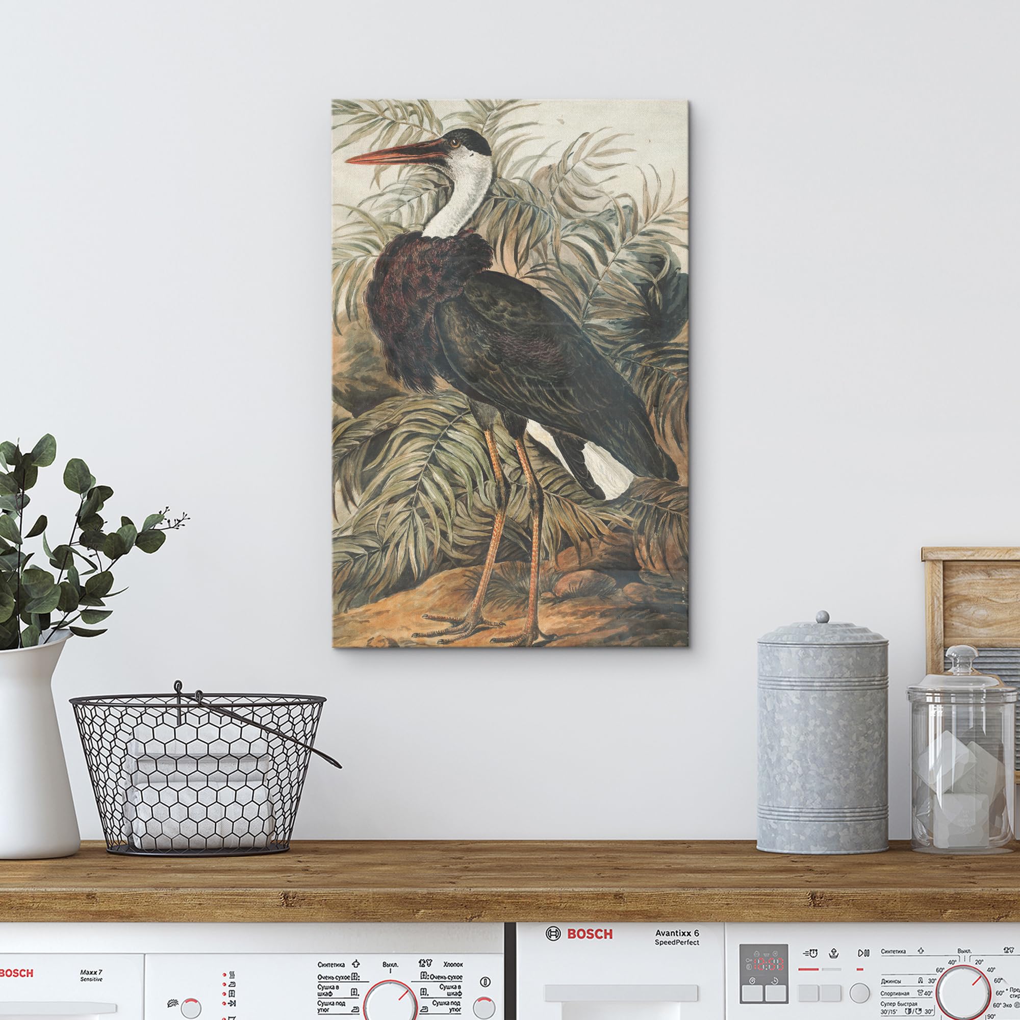 Wall26 Canvas Print Wall Art Fine Art Tropical Swamp Heron Bird Nature Wilderness Illustrations Modern Art Botanical Floral Farm
