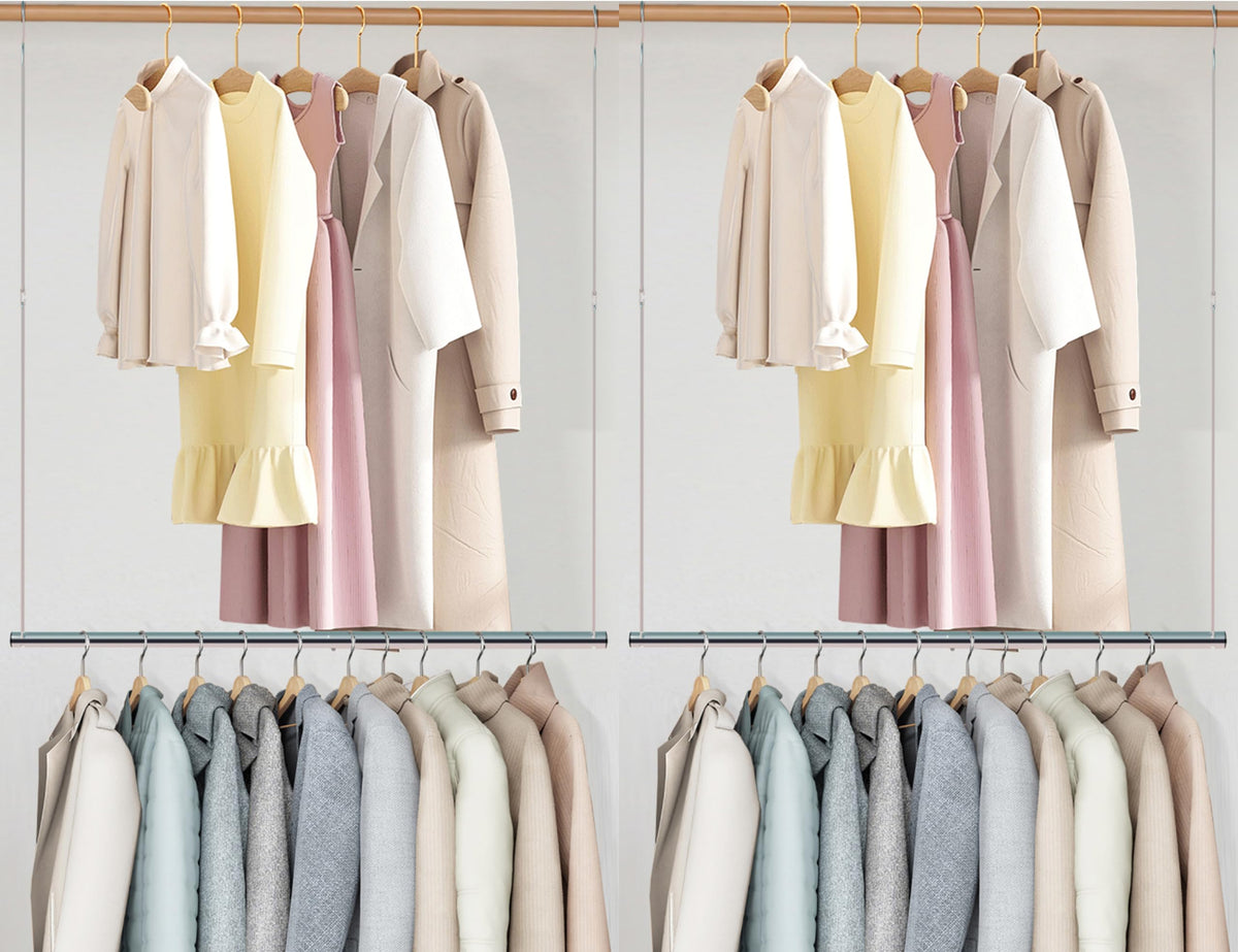 Sto Sto 2 Pack Closet Hanging Rod, Length And Height Adjustable Closet Rod, Space-Saving Closet Extender Hanging Bar For Hanging