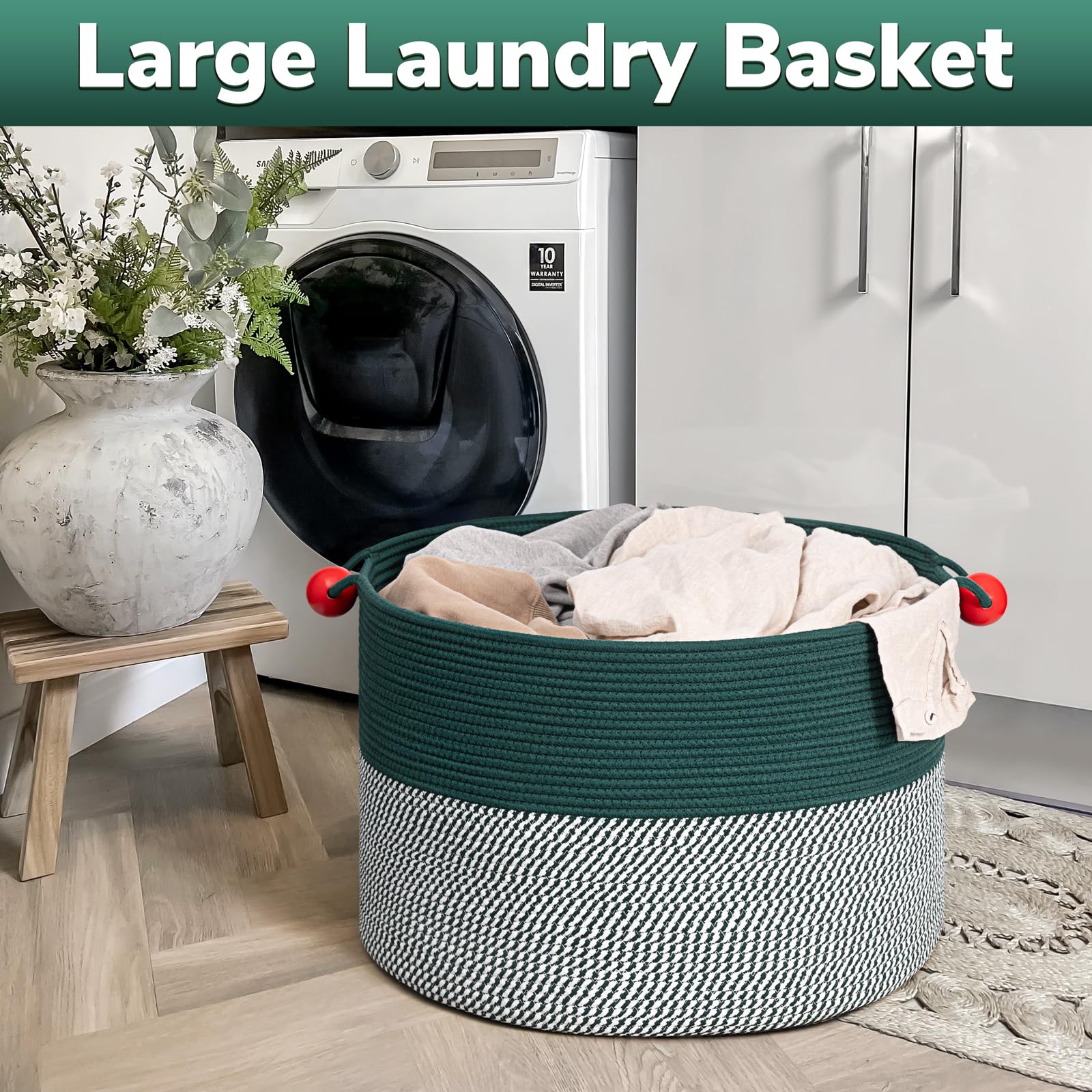 Goodpick Large Storage Basket 22'' X 14'', Woven Basket For Blanket Living Room, Laundry Basket Organizer For Clothes, Toys,Chri