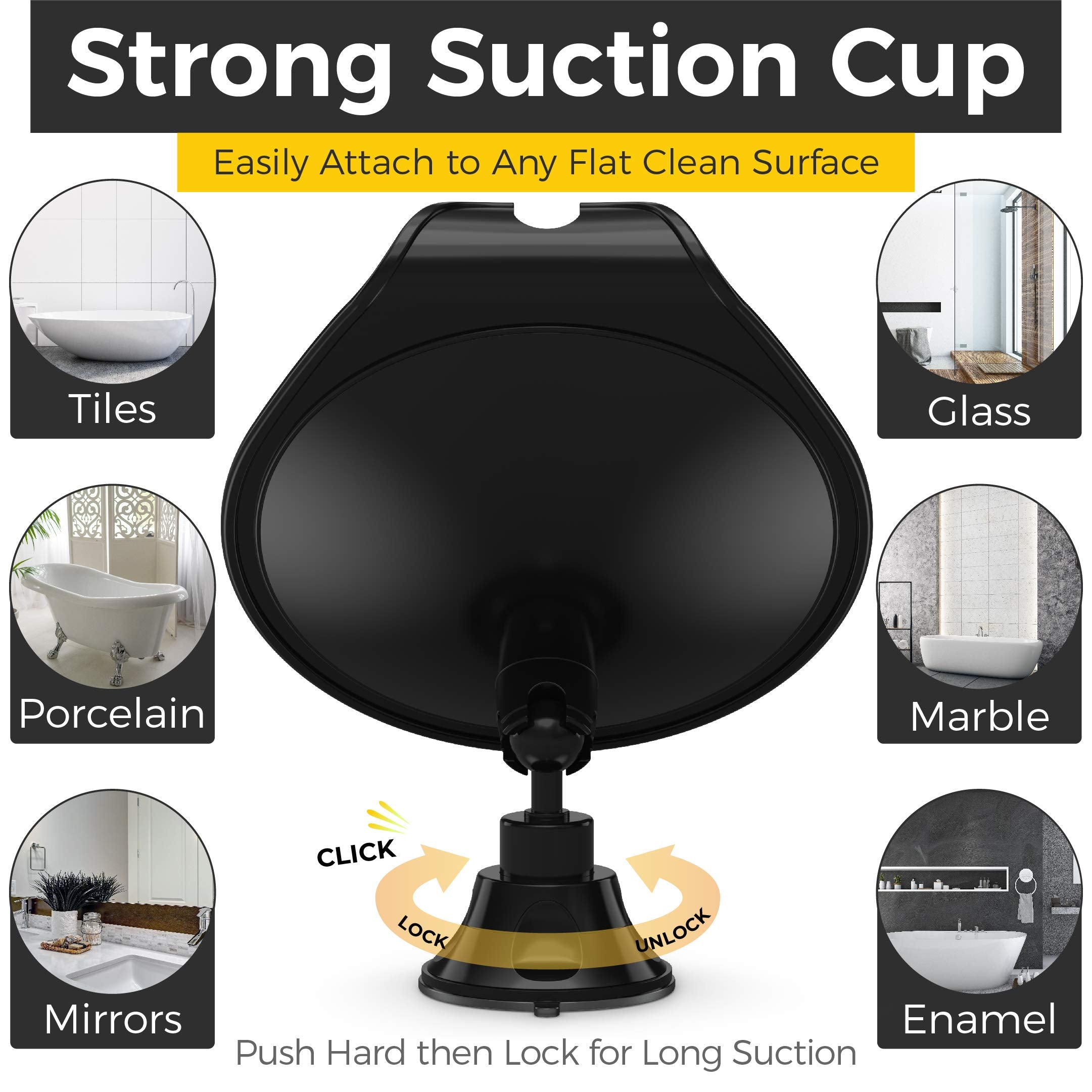 Honeybull Shower Mirror Fogless For Shaving - With Suction, Razor Holder For Shower & Swivel, Small Mirror, Shower Accessories,