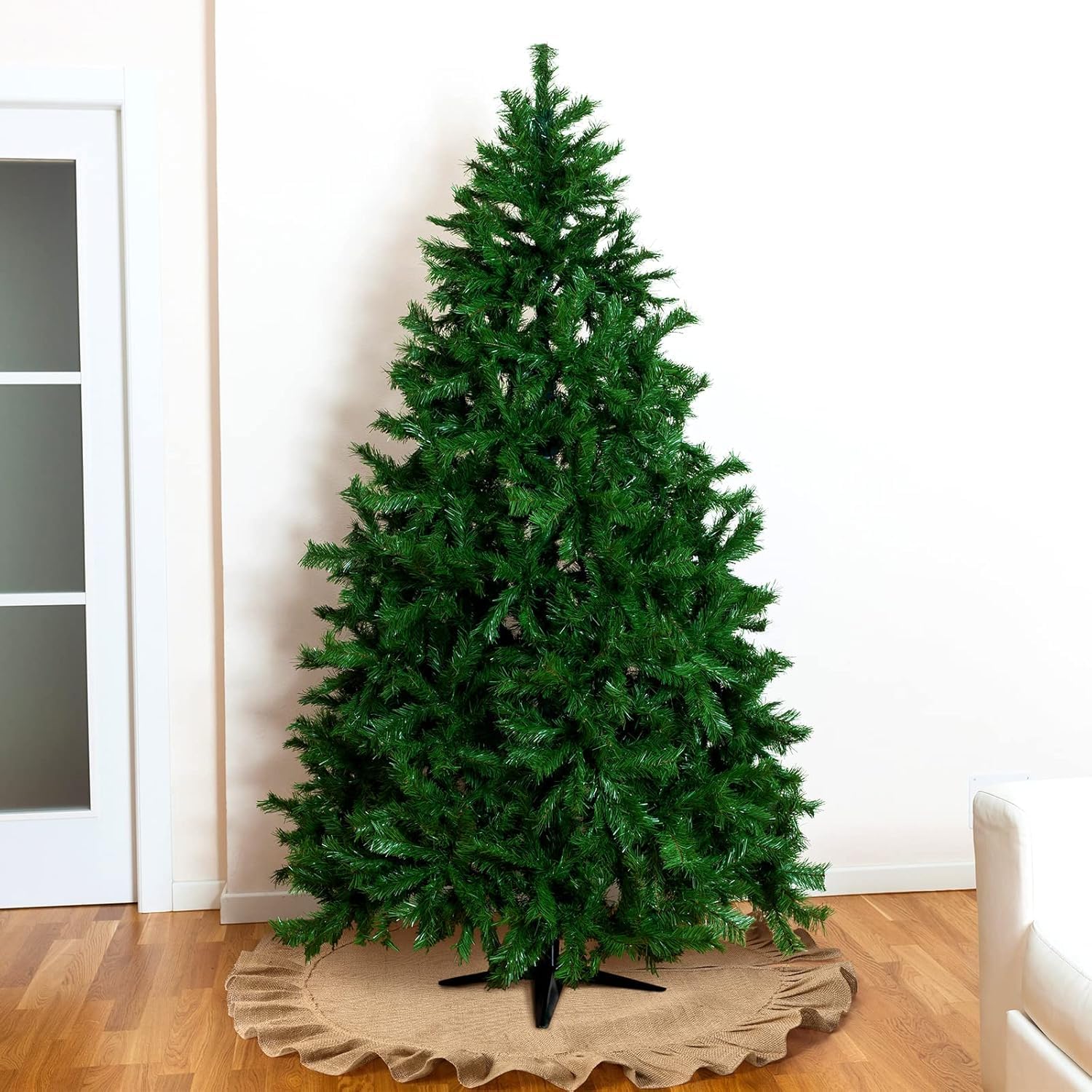 Tatuo 55 Inch Christmas Tree Skirt Decorations Linen Burlap Tree Skirt Round Xmas Cover for Christmas Party Mat Fall Indoor Clea