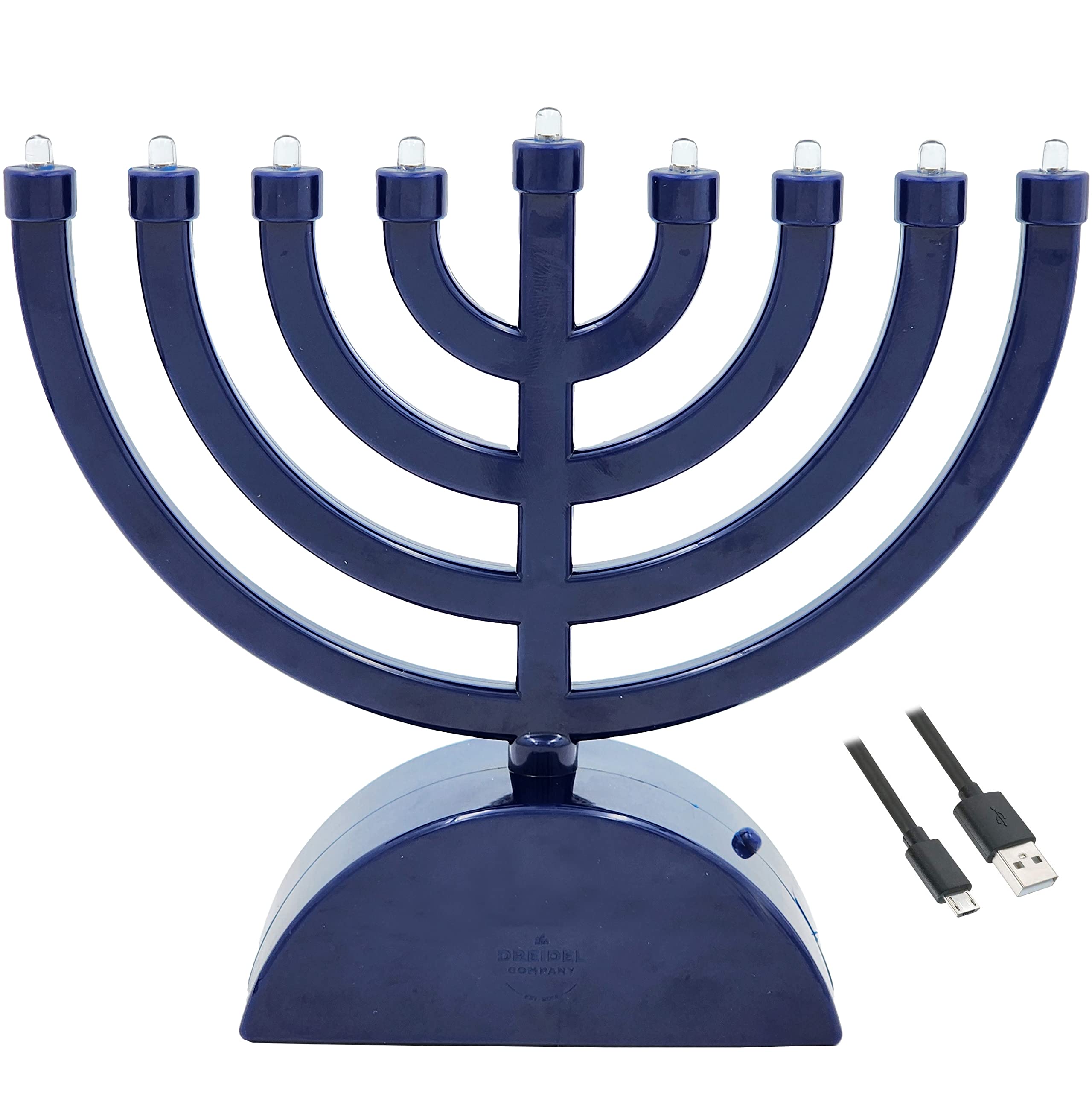 The Dreidel Company Mini Electric Classic Menorah, Classic Hanukkah Menorah, LED Travel Menora, Batteries or USB Powered, Micro 