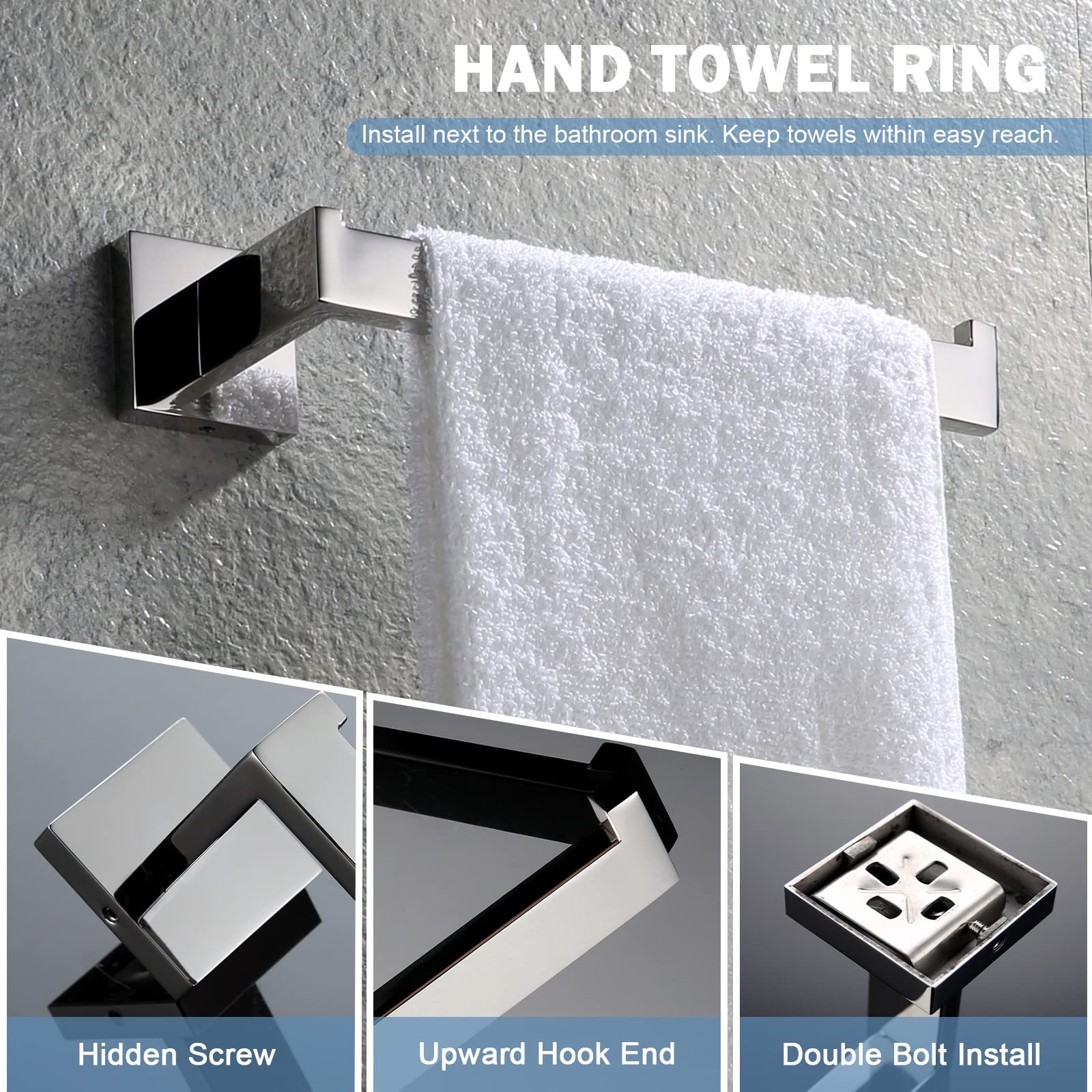 VELIMAX Premium Stainless Steel 4 Pieces Bathroom Hardware Accessories Set Wall Mounted Towel Bar Set  Polished  24-Inch