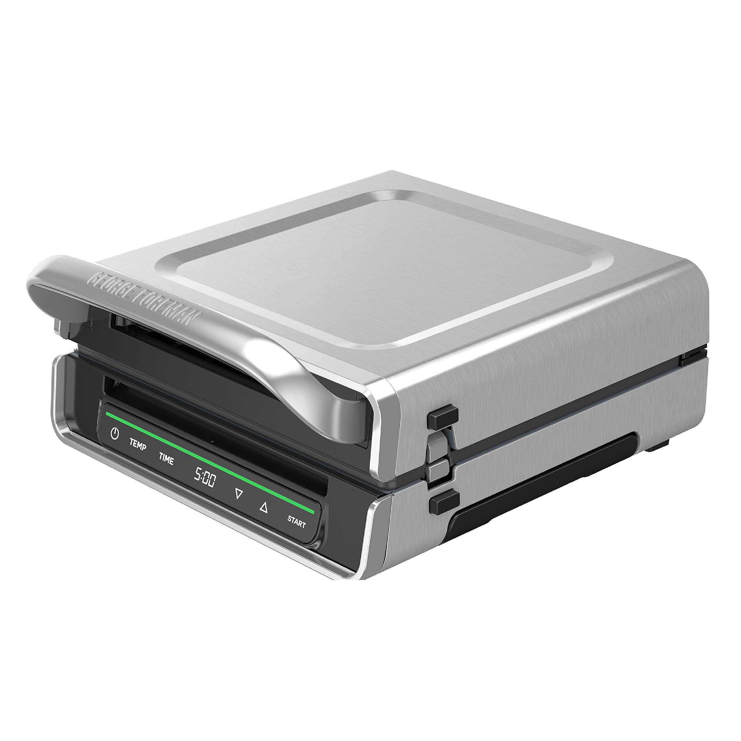 George Foreman Family Size (4-6 Servings), Grd6090B Smokeless-Digital Smart Select, Stainless Steel