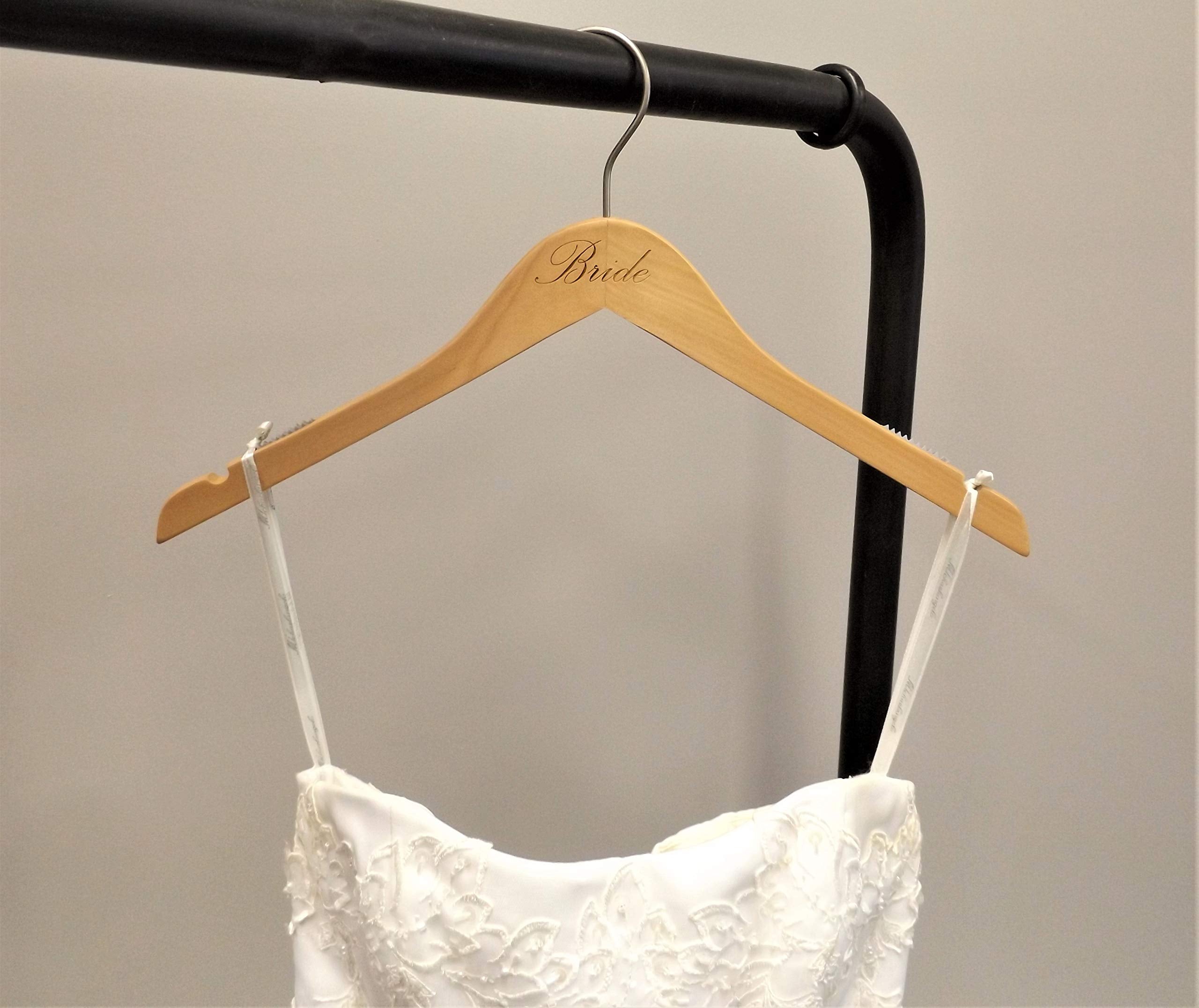Nahanco B20017Eng Bridal Hanger, Natural Wood Hanger Engraved With (Bride), 17    (1 Piece), Natural W/Engraved Print