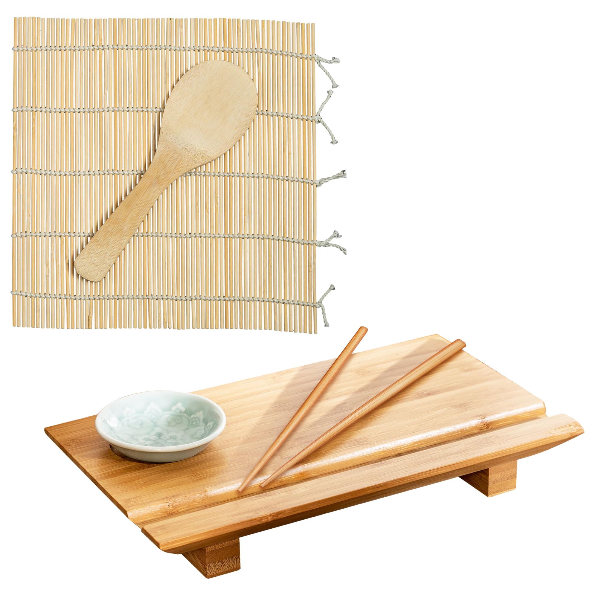 Joyce Chen 2-Piece Sushi Making Set, Includes Sushi Board and Sushi Roller with Rice Paddle