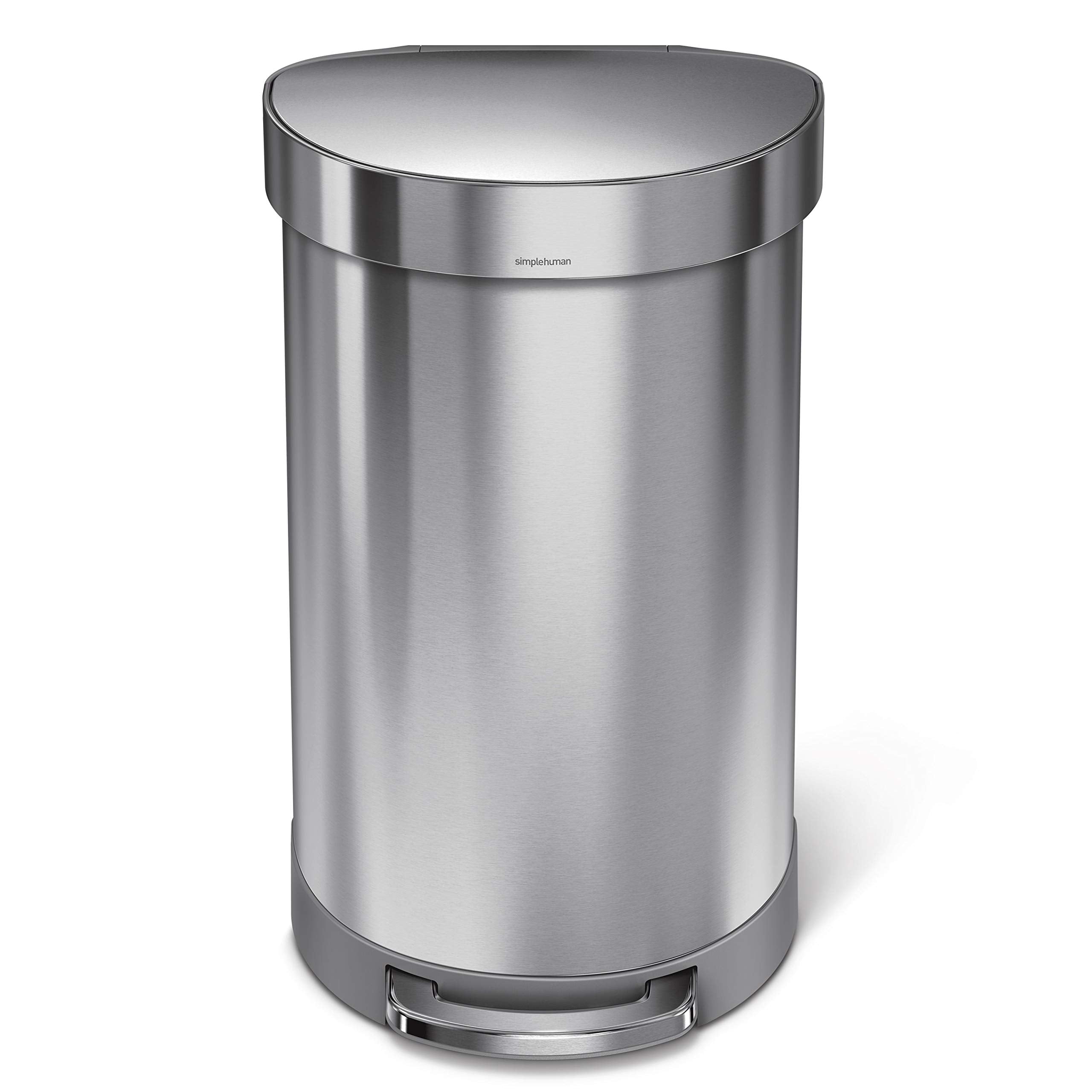 Simplehuman 45 Liter/ 12 Gallon Semi-Round Hands-Free Step Trash Can, Brushed