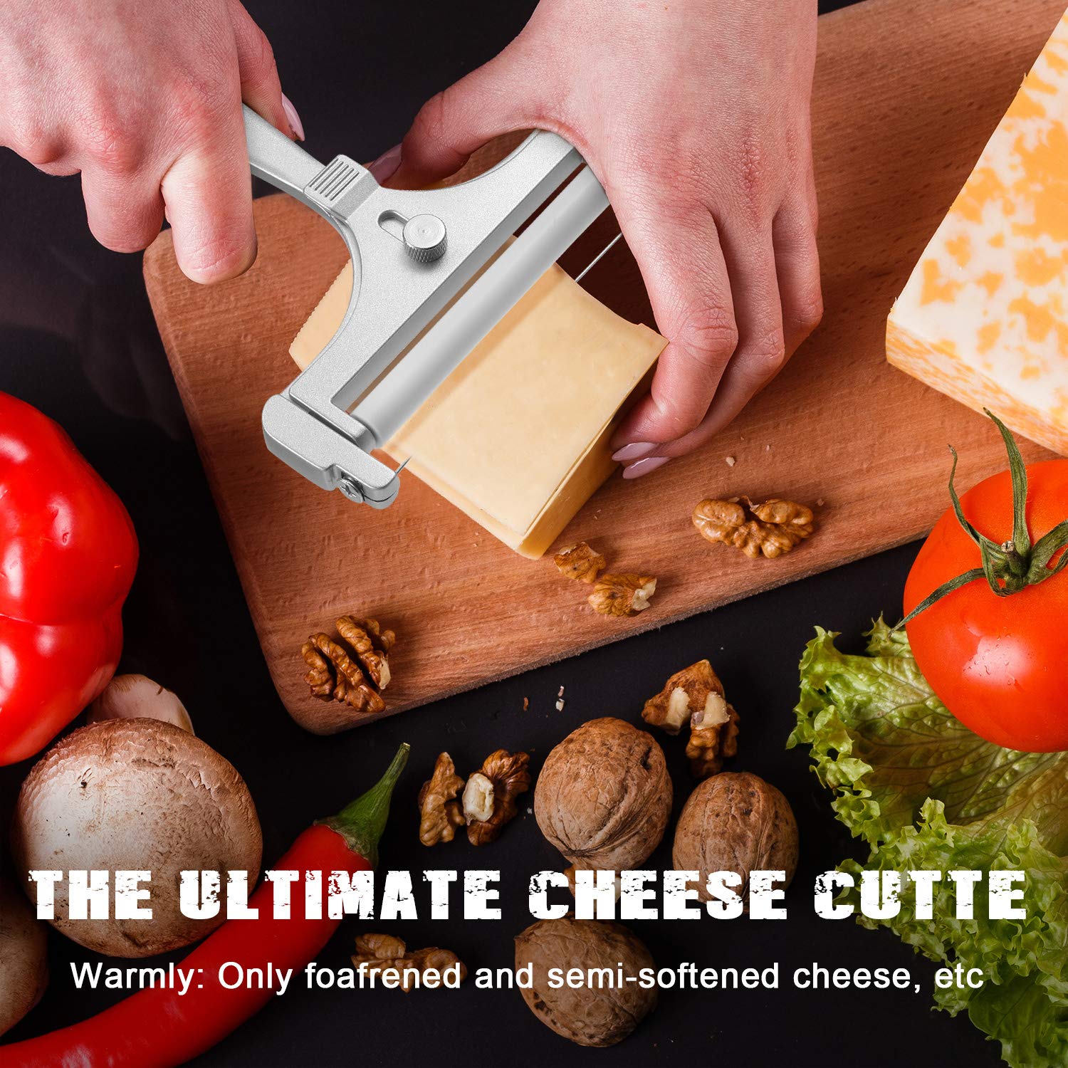Cheese Slicers For Block Cheese Heavy Stainless Steel Wire Cheese Adjustable Thickness Cheese Cutter Kitchen Cheese Slicers Cutt
