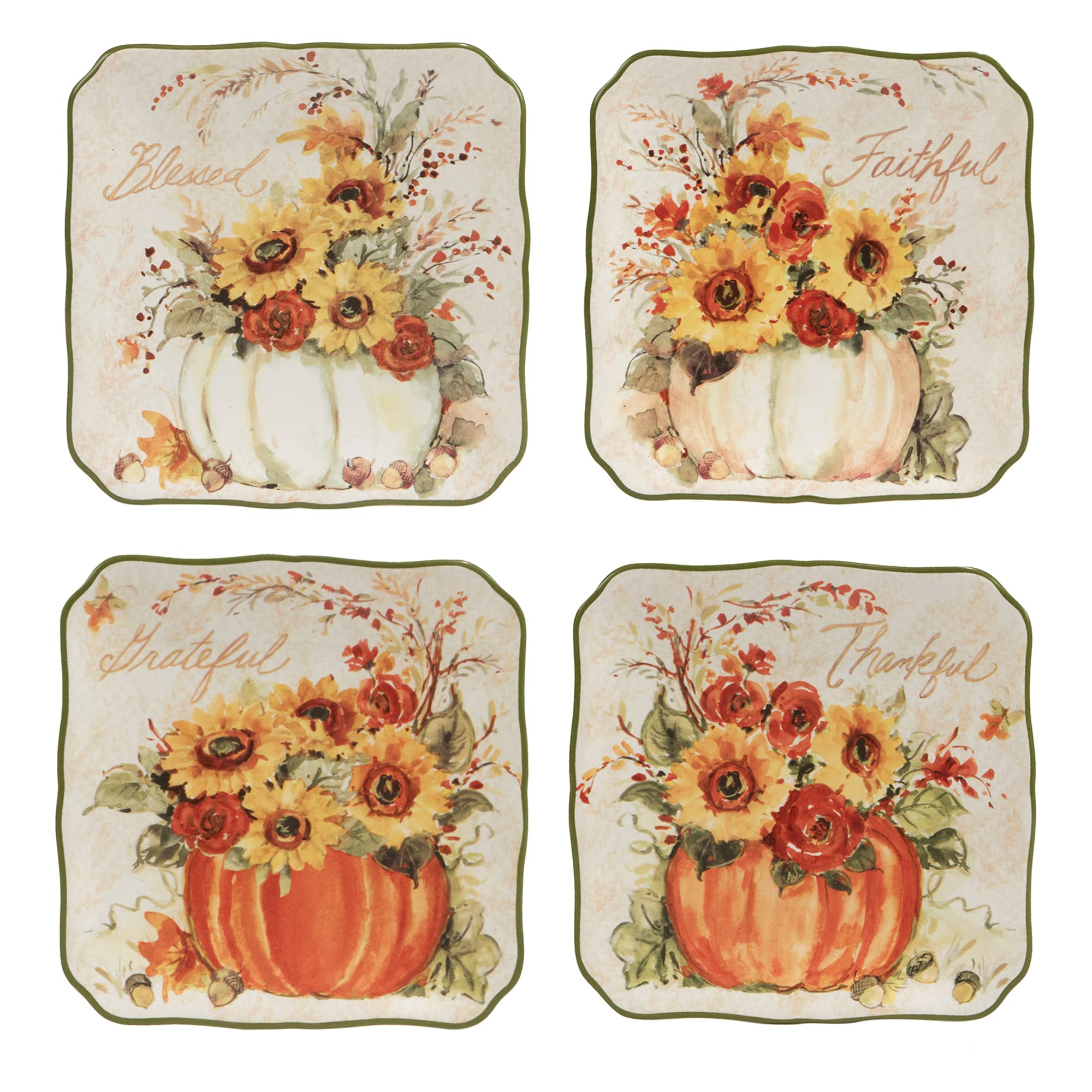 Certified International Harvest Morning 6'' Canape/Luncheon Plates, Multicolor, Small, Set Of 4