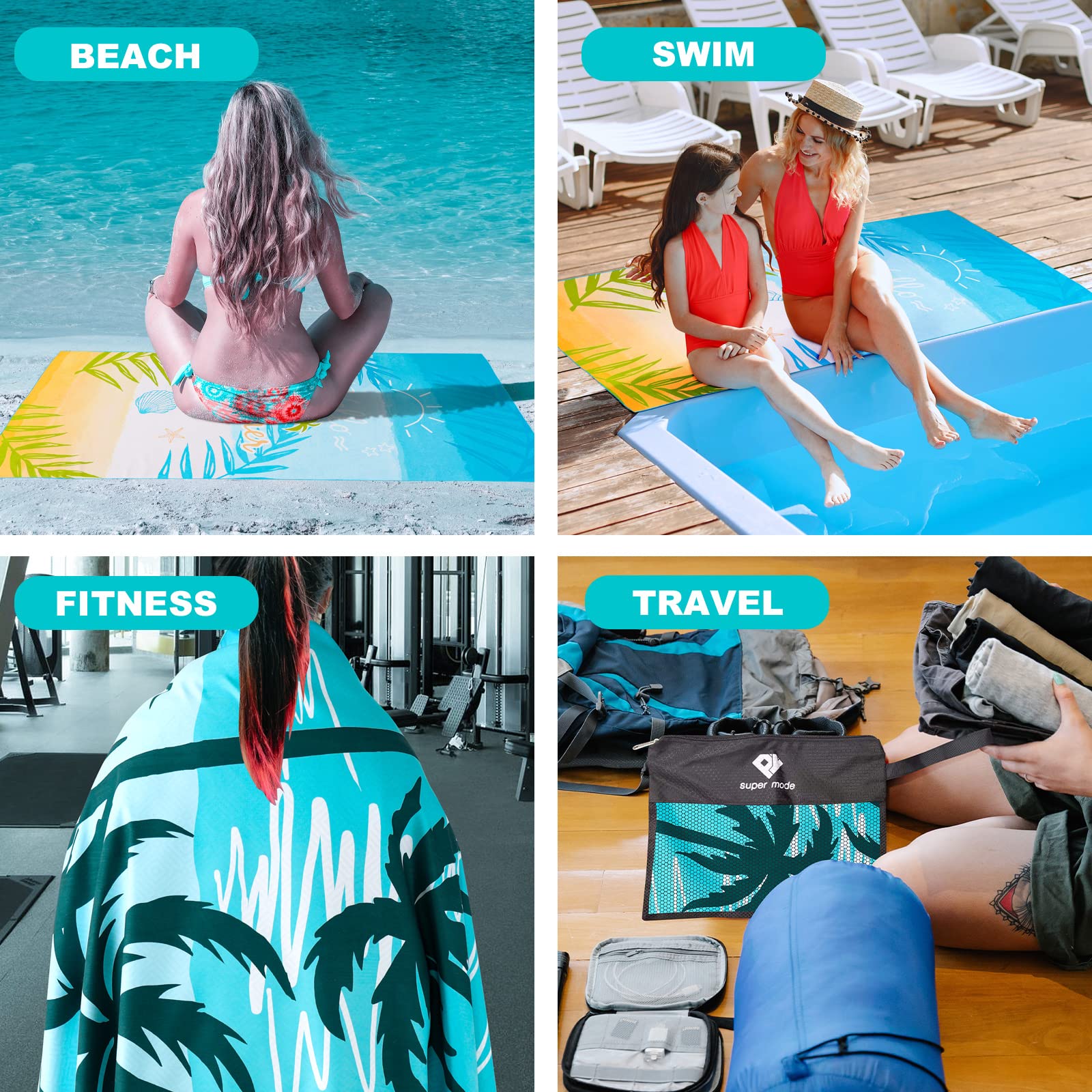 2 Pack Microfiber Beach Towel, Oversized Microfiber Pool Towel 75   X 35   , Sand-Free Beach Towel, Quick Drying Camping Towel,