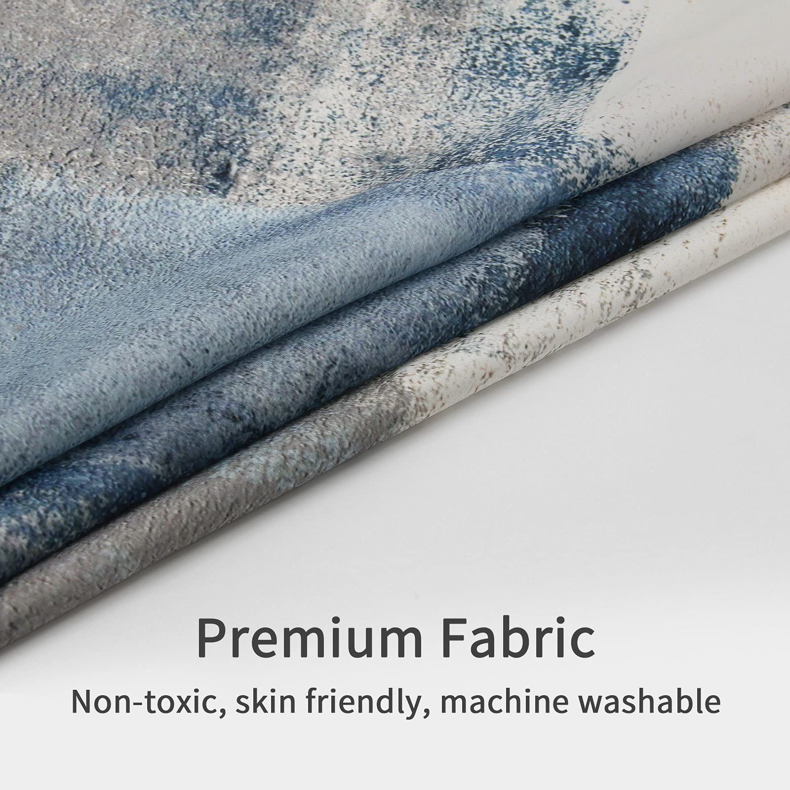 MitoVilla Navy Ombre Shower Curtain Set  Navy Blue Grey Shower Curtain  Abstract Rustic Fabric Shower Curtain for Bathroom Decor  Taupe Grunge Style Shower Curtain  Paint Brush Decor  72 x 72