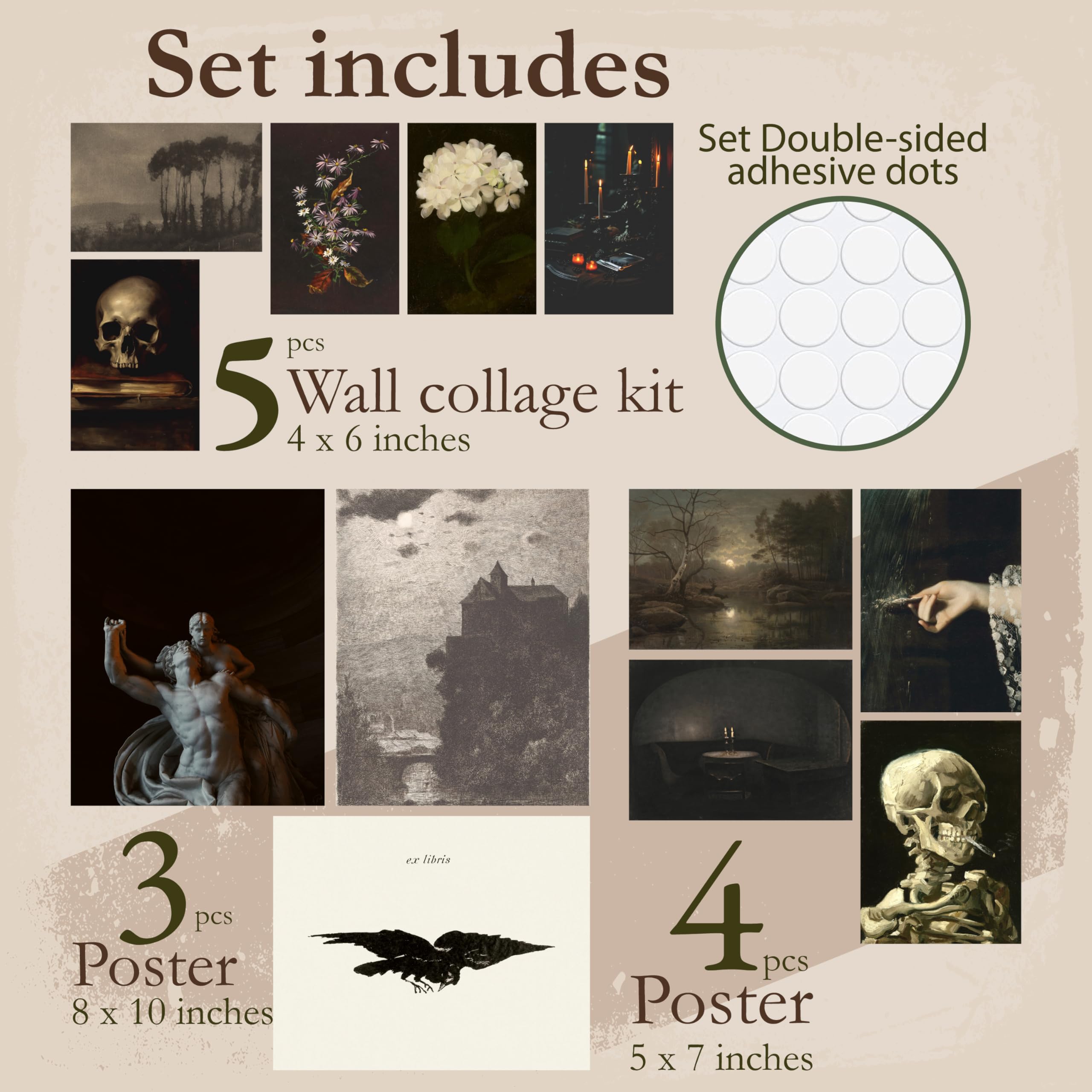 97 Decor Dark Academia Room Decor - Gothic Home Decor, Moody Halloween Decor, Dark Academia Aesthetic Pictures, Creepy Posters G