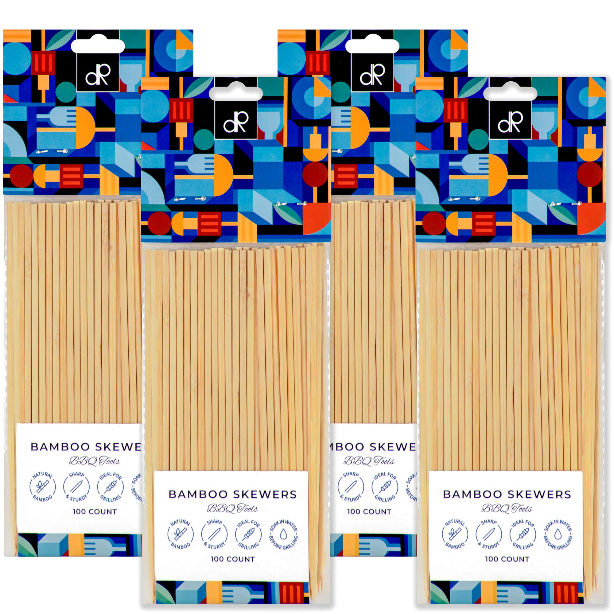DecorRack Natural Bamboo Skewer Sticks  400 Pack of 6 inch Organic Wooden Barbecue Kabob Skewers  Best for Grill  BBQ  Kebab  Marshmallow Roasting or Fruit Sticks