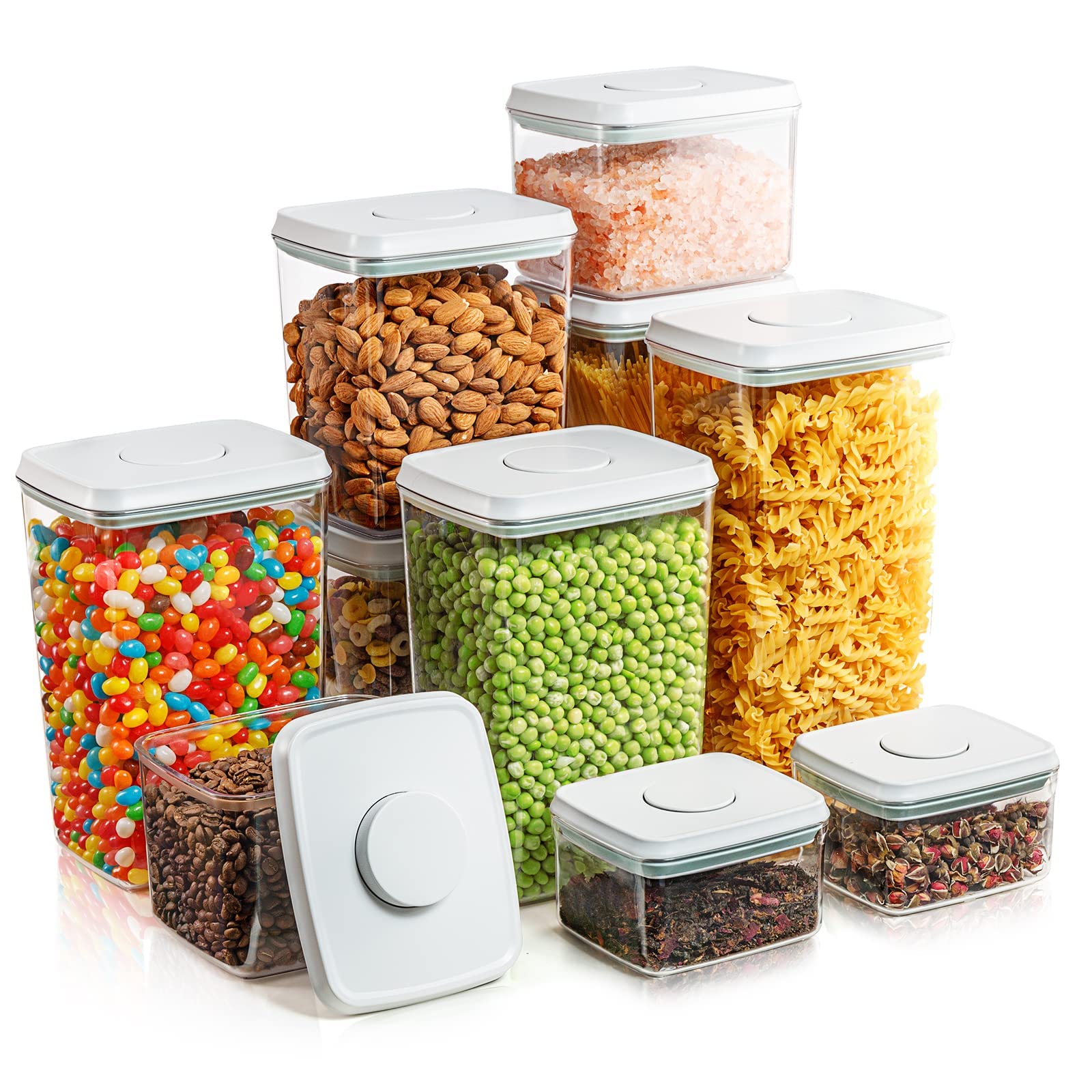Tourdeus Airtight Pop Food Containers 10-Piece Set BPA-Free Stackable Air Tight Pantry Storage Containers Ideal for Storage Cere