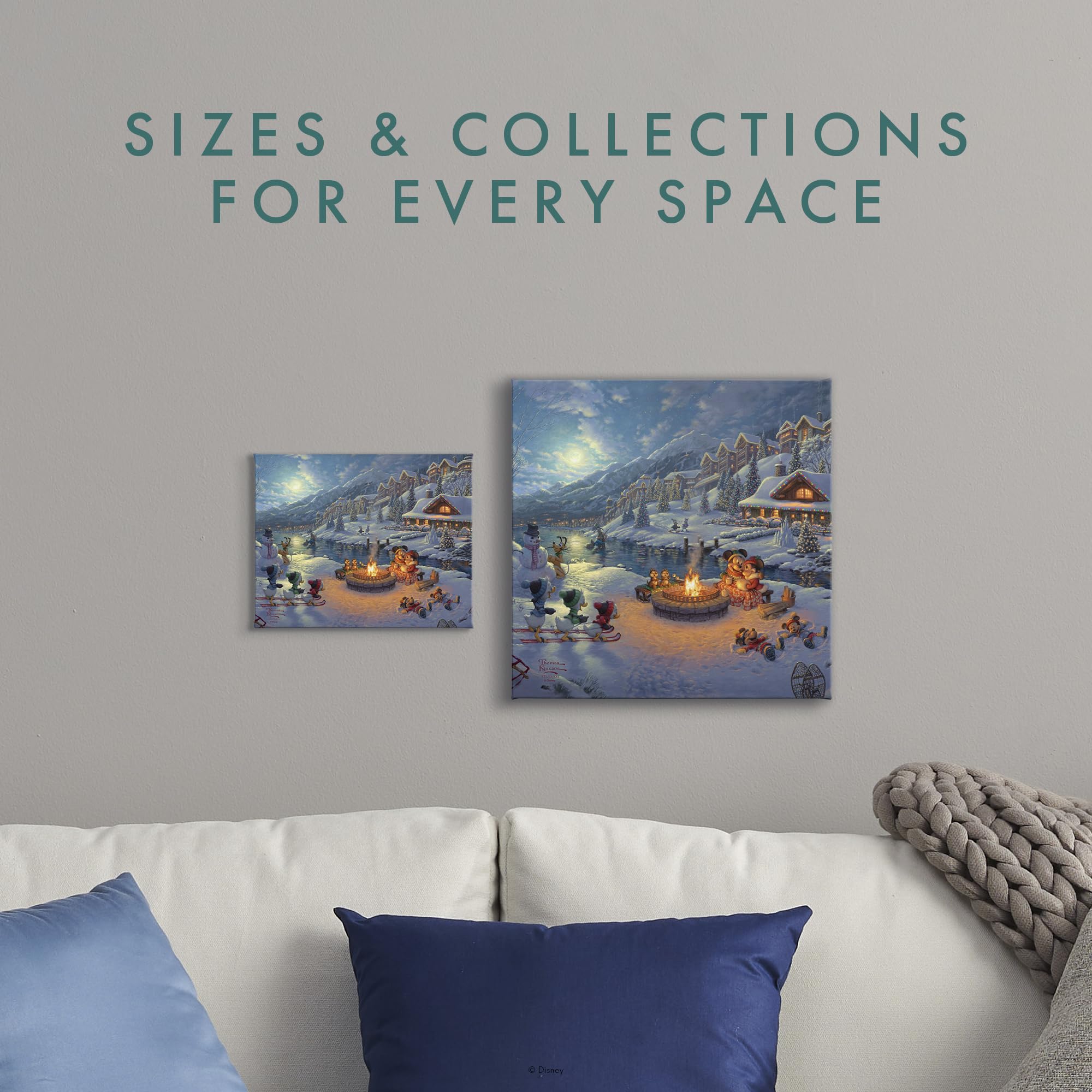 Thomas Kinkade Disney Mickey and Minnie Christmas Lodge 8 x 10 Gallery Wrapped Canvas