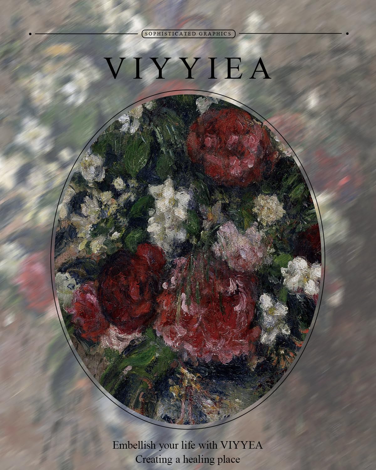 Viyyiea Gold Framed Wall Art Canvas Print Home Decor Flower Wall Decor ...