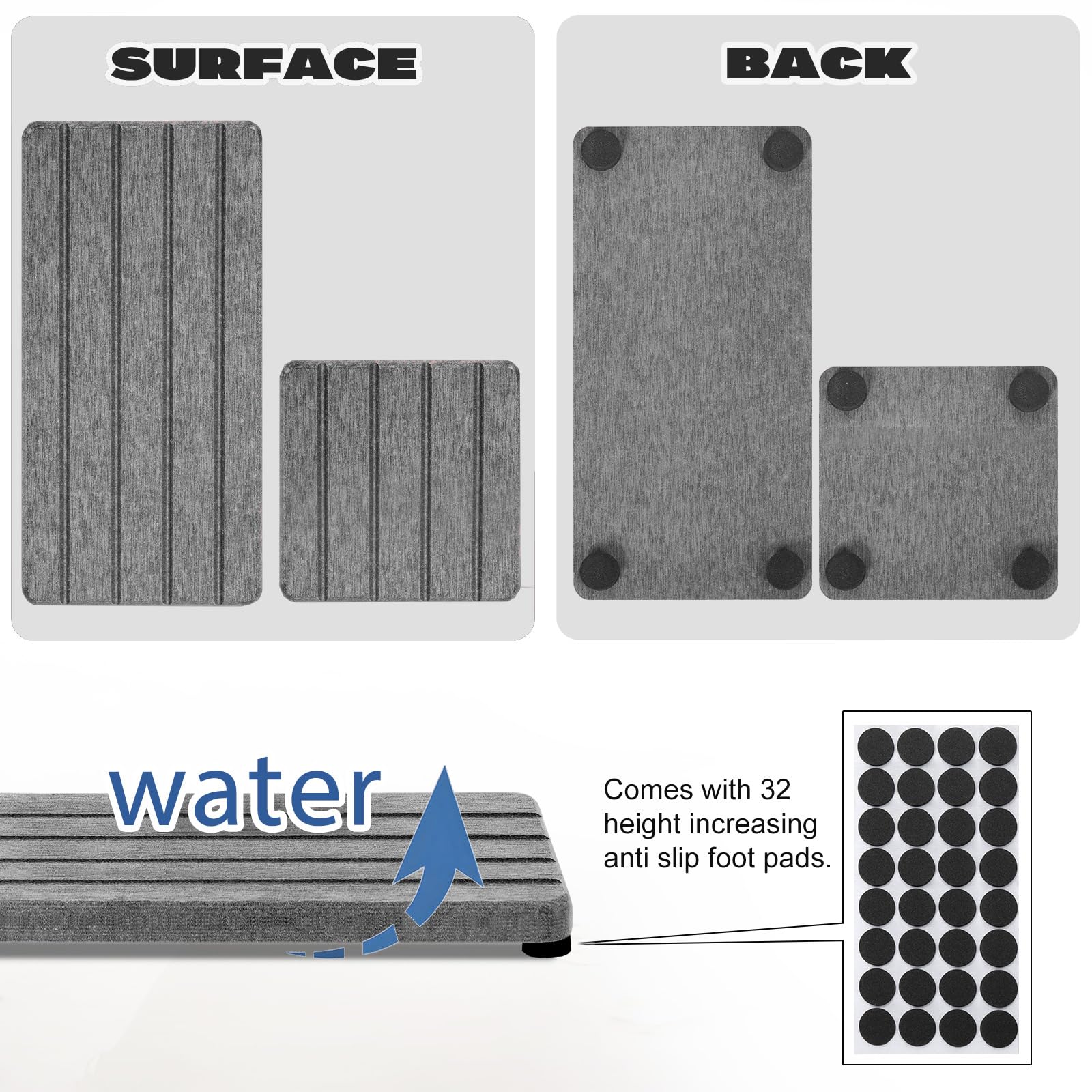 4Pcs Stone Drying Tray For Bathroom Sink And Kitchen Counter, Fast Drying Diatomite Stone Sink Tray, Stone Soap Tray, Diatomaceo