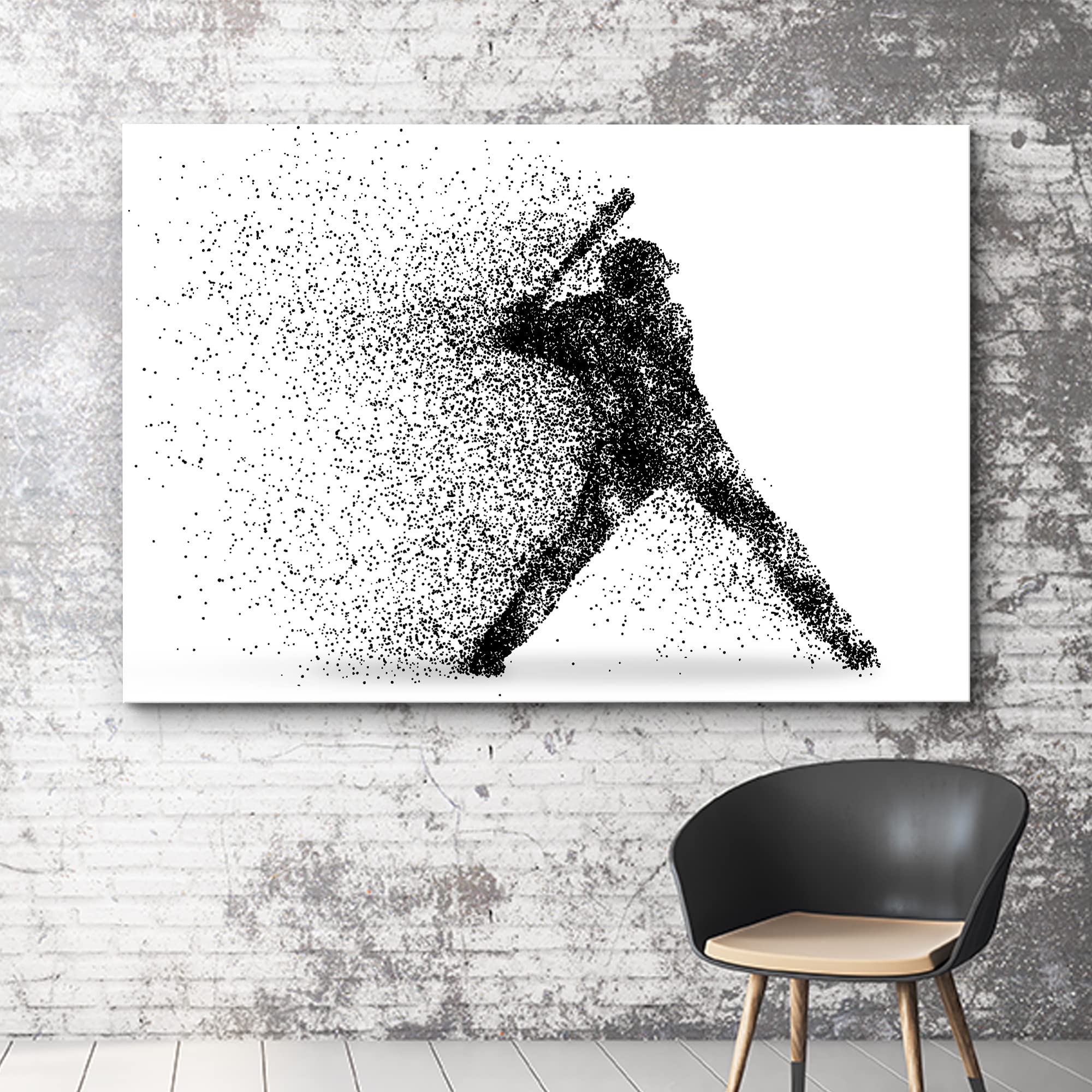 Wall26 Canvas Print Wall Art 3D Illusion Surreal Abstract Black Dot Baseball Player Portrait Sports Fitness Digital Art Realism