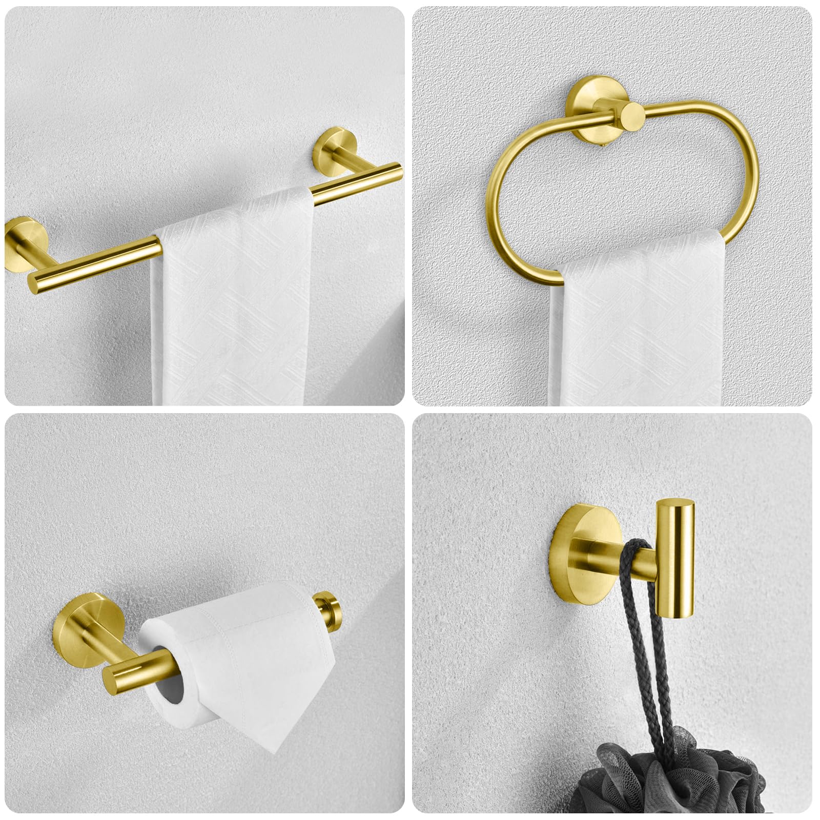 Bathroom Hardware Set, 7 Pcs Bathroom Towel Rack Stainless Steel Bath Hardware Kit Including 16'' Hand Towel Bars, Toilet Paper