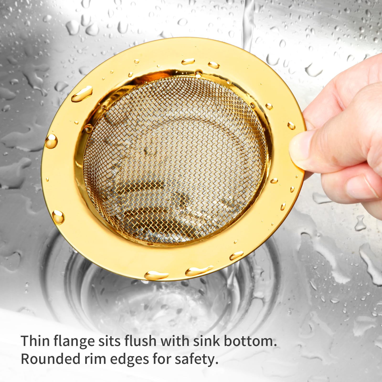 Raings 2 Pcs Kitchen Sink Strainers Stainless Steel, Upgrade Anti-Clogging Mesh Sink Drain Basket, Strainers For Sink Drain Food