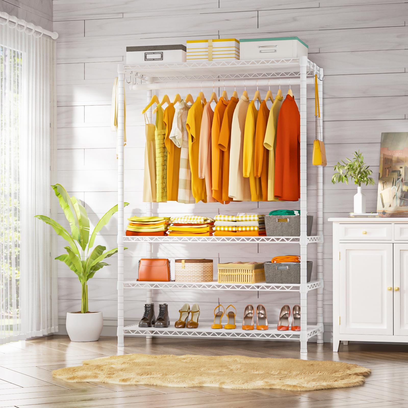 Ulif H4 Plus Garment Rack, 4-Tier Portable Clothes And Clothing Rack For Bedroom And Cloakroom, Closet Storage And Organizer War