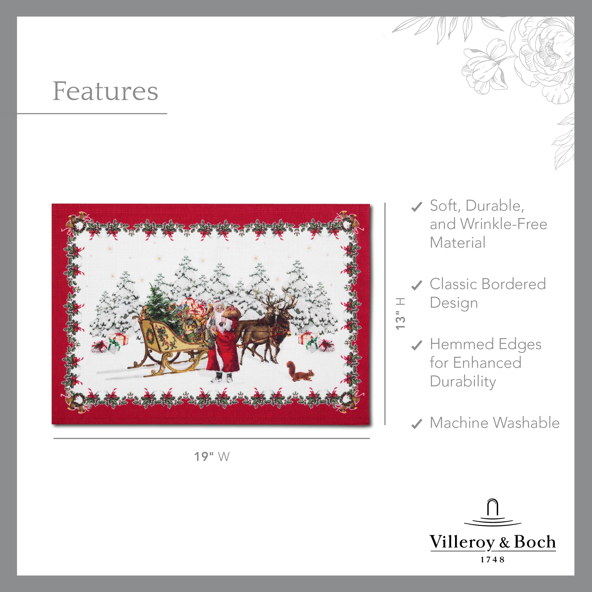 Elrene Home Fashions Villeroy & Boch Elrene Home Fashions Toy'S Fantasy Holiday Engineered Placemats, Set Of 4, 13''X19'', Multi