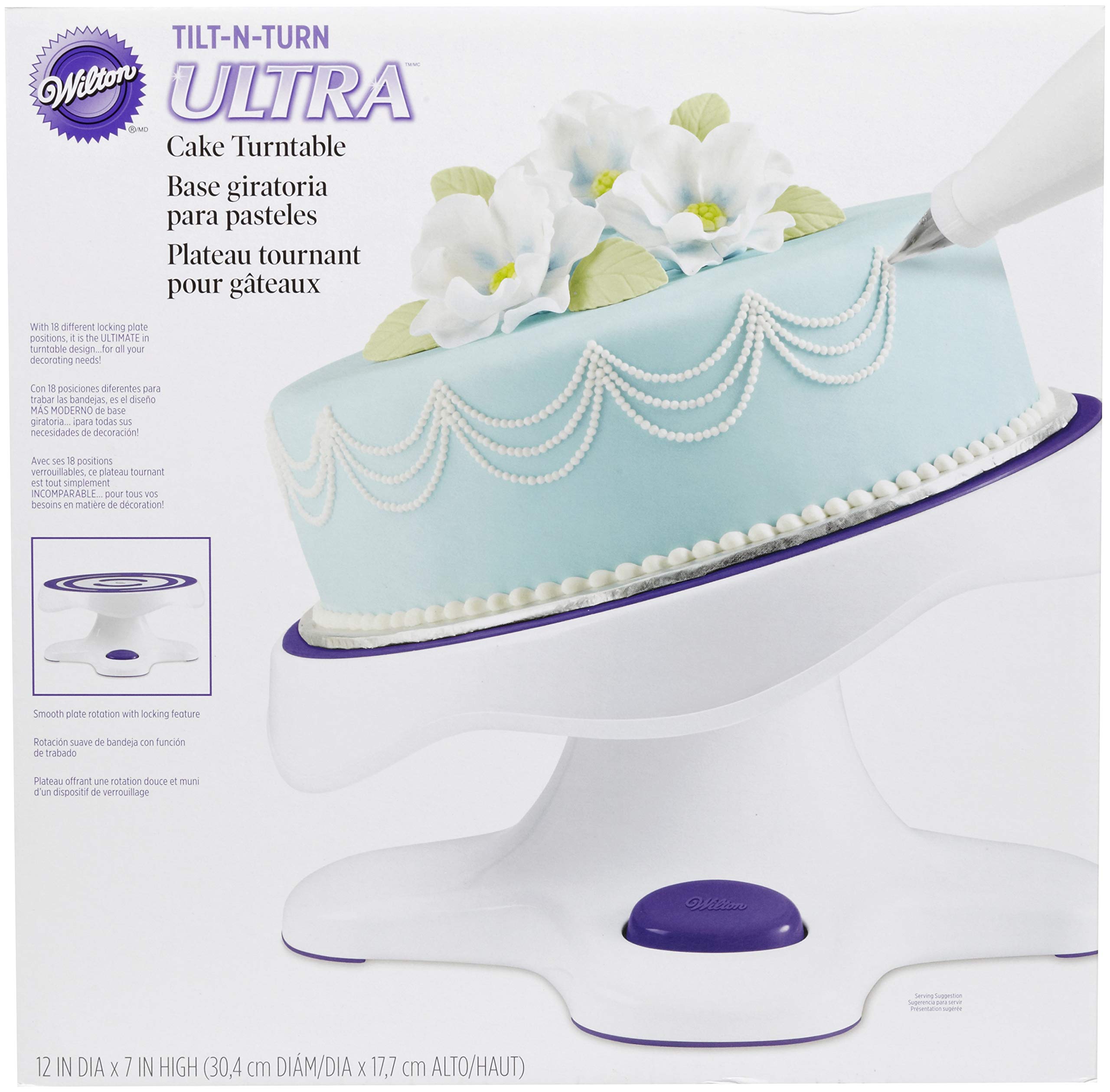 Wilton Tilt-N-Turn Ultra Cake Turntable And Cake Stand - Decorate Cakes With A Smooth Turning And Easy Tilting Turntable, Non-Sl