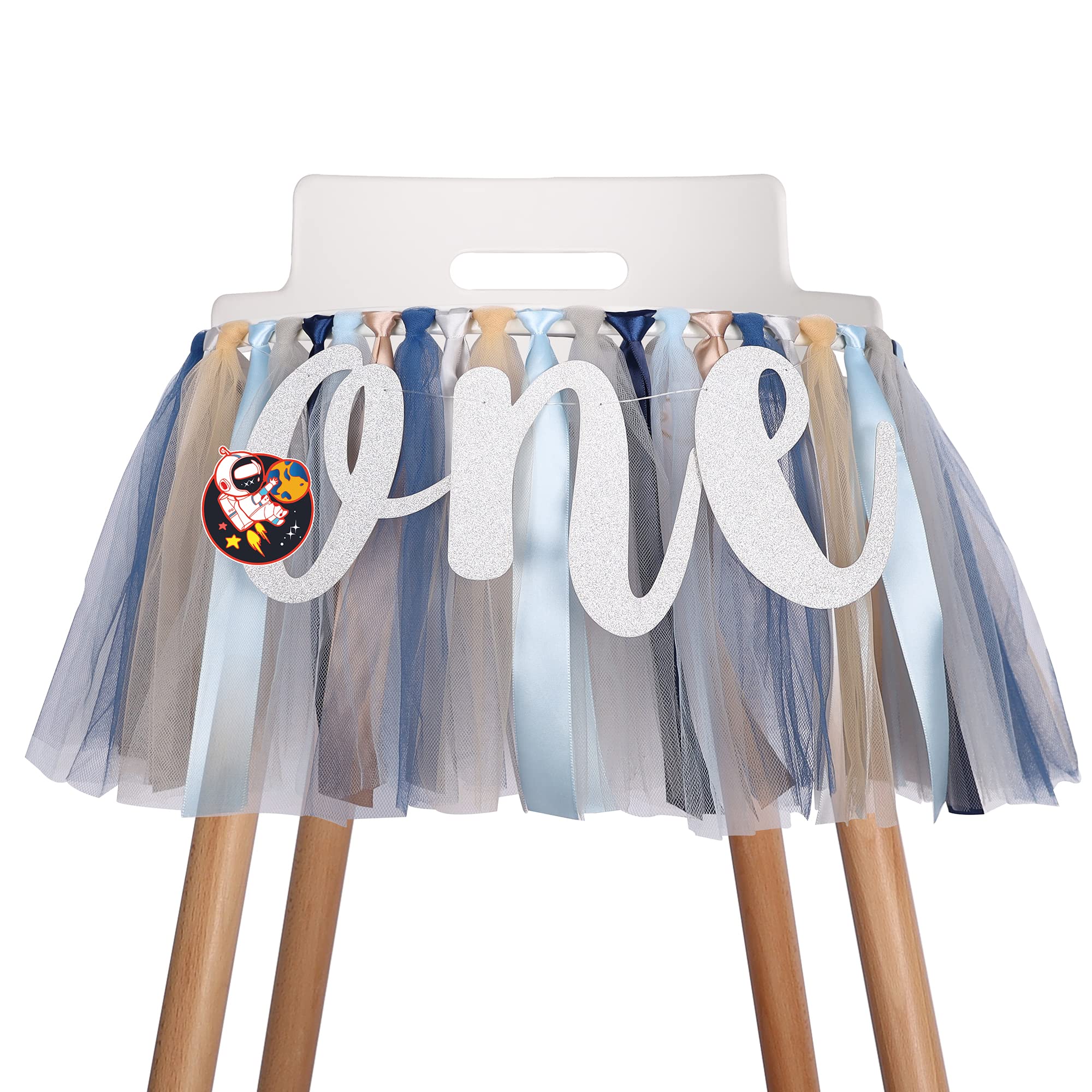 Space Highchair Banner For Baby - First Trip Around The Sun Birthday Decorations, High Chair Fabric Garland, 1St Trip Around The