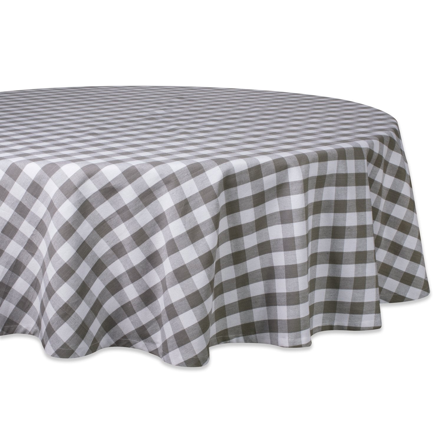 DII Checkered Tabletop Collection 100% Cotton, Machine Washable, Tablecloth, 70 Round, Gray