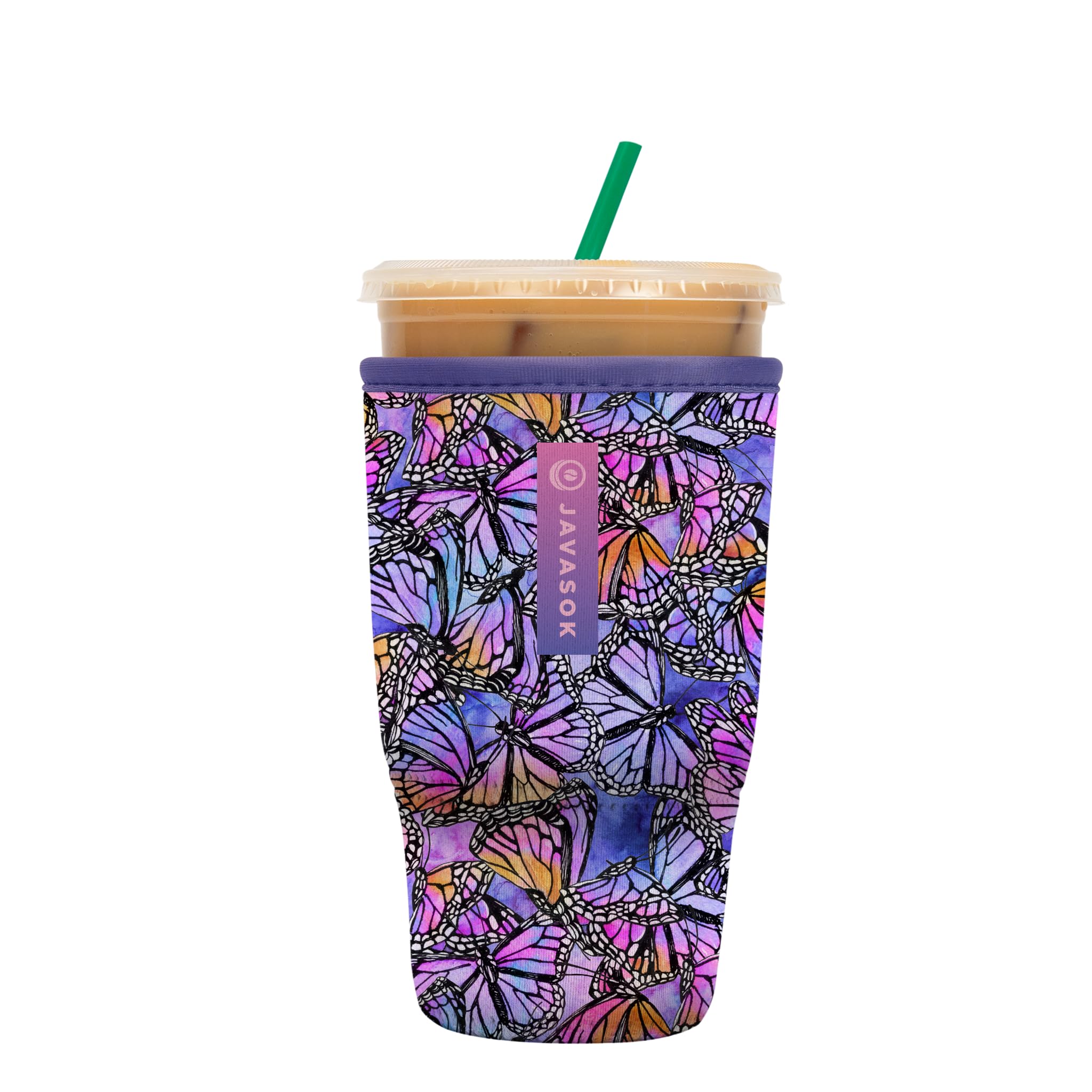 Sok It Java Sok Iced Coffee & Cold Soda Insulated Neoprene Cup Sleeve (Butterfly Galaxy, Large: 30-32oz)