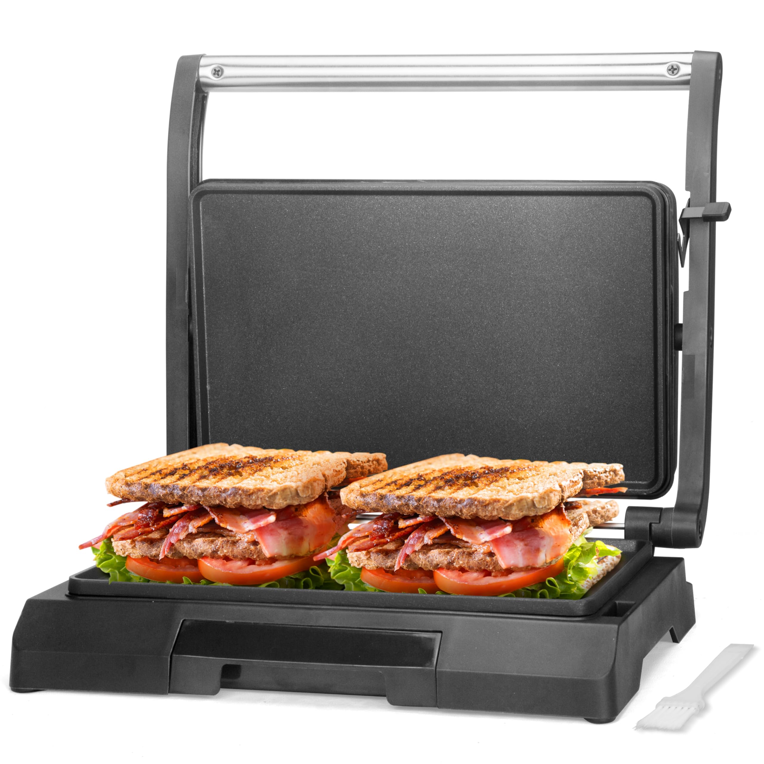 Bakers Friend Mini Panini Press Electric Griddle, 2 Slices of Panini Grill Press Sandwich Maker Press, Sandwichera Electrical f