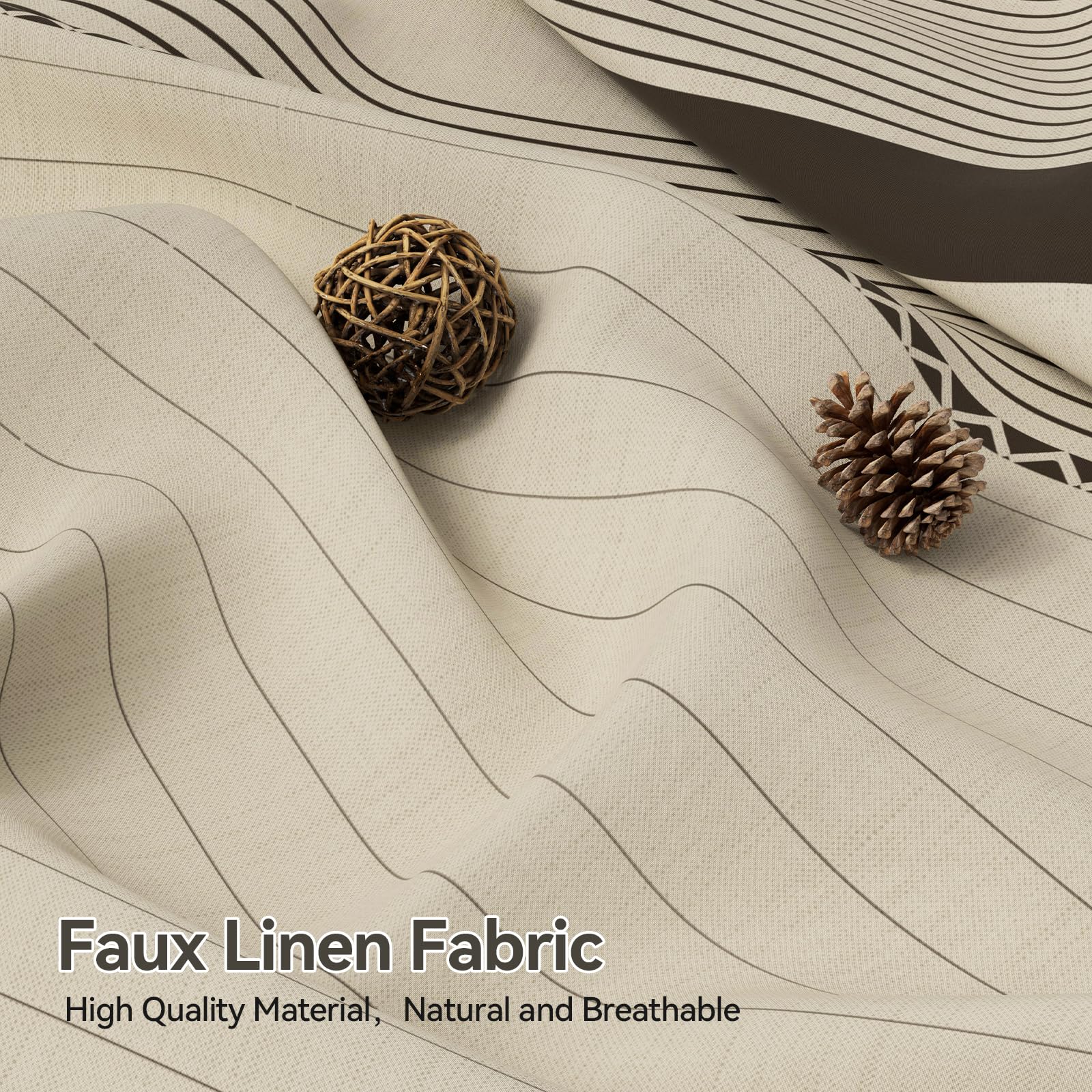 Amazerbath Farmhouse Shower Curtain, Striped Shower Curtain Linen Shower Curtain Boho Shower Curtain Rustic Tassel Shower Curtai