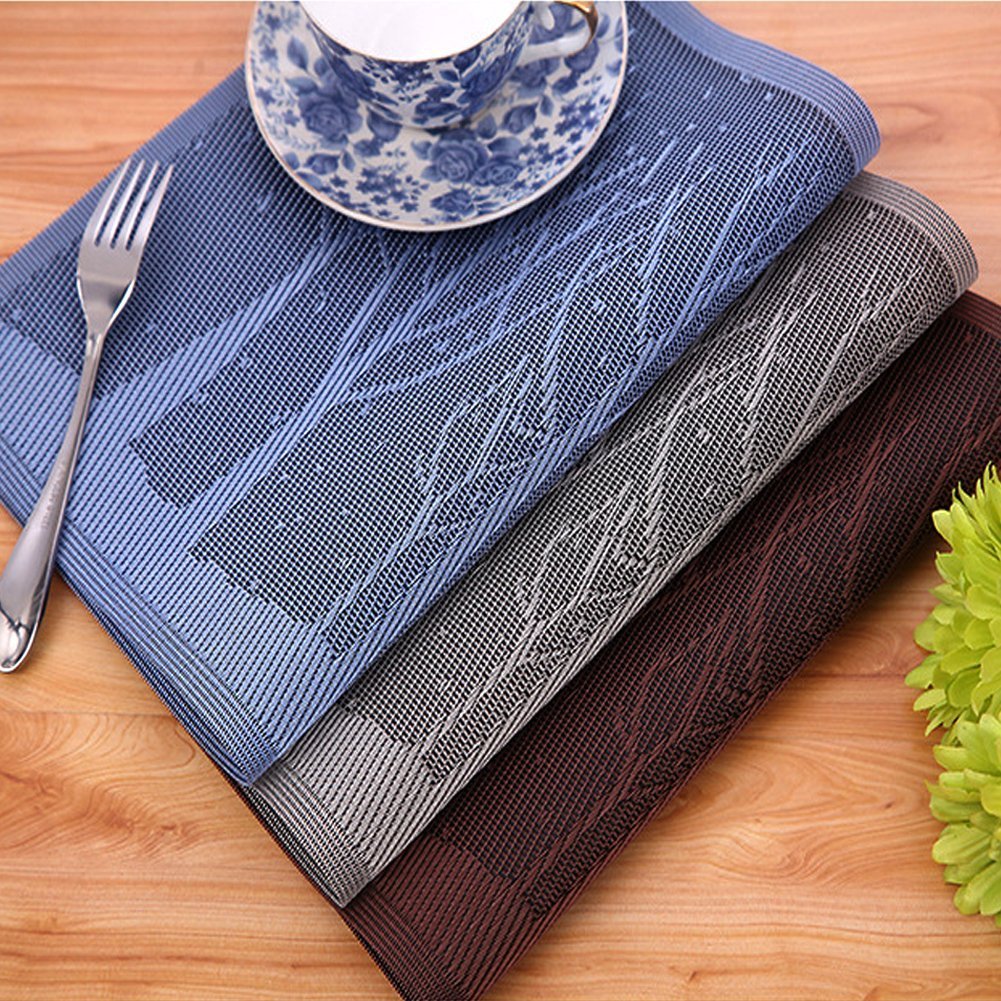 Kitchen Talents Fashion European Style Pvc Placemat Heat Insulation Table Mat Protector Anti-Skidding,Set Of 6 Pcs,Coffee