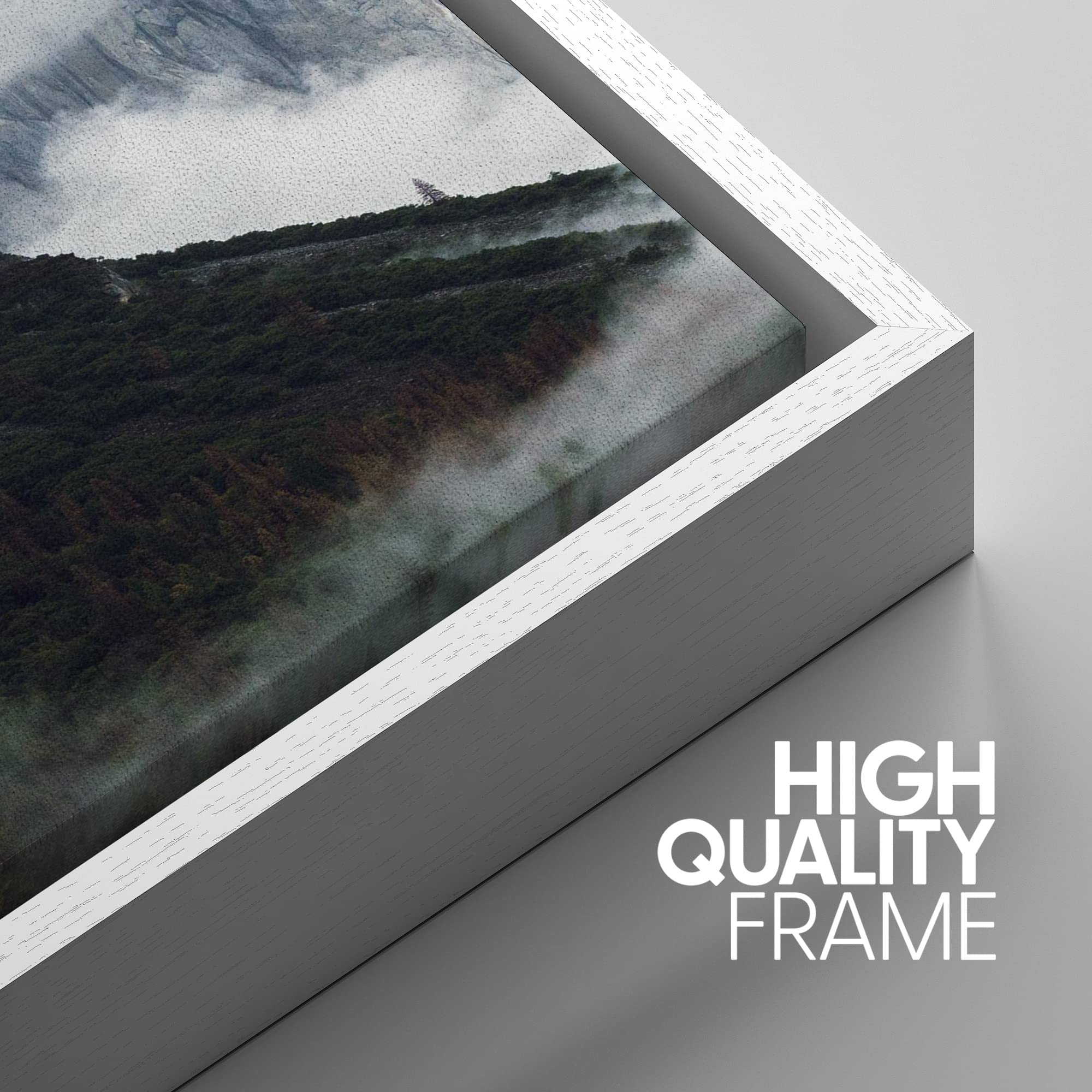 SIGNWIN 3 Piece Framed Canvas Wall Art Foggy Mountains Canvas Prints Home Artwork Decoration for Living Room Bedroom - 24''x36''x3 White