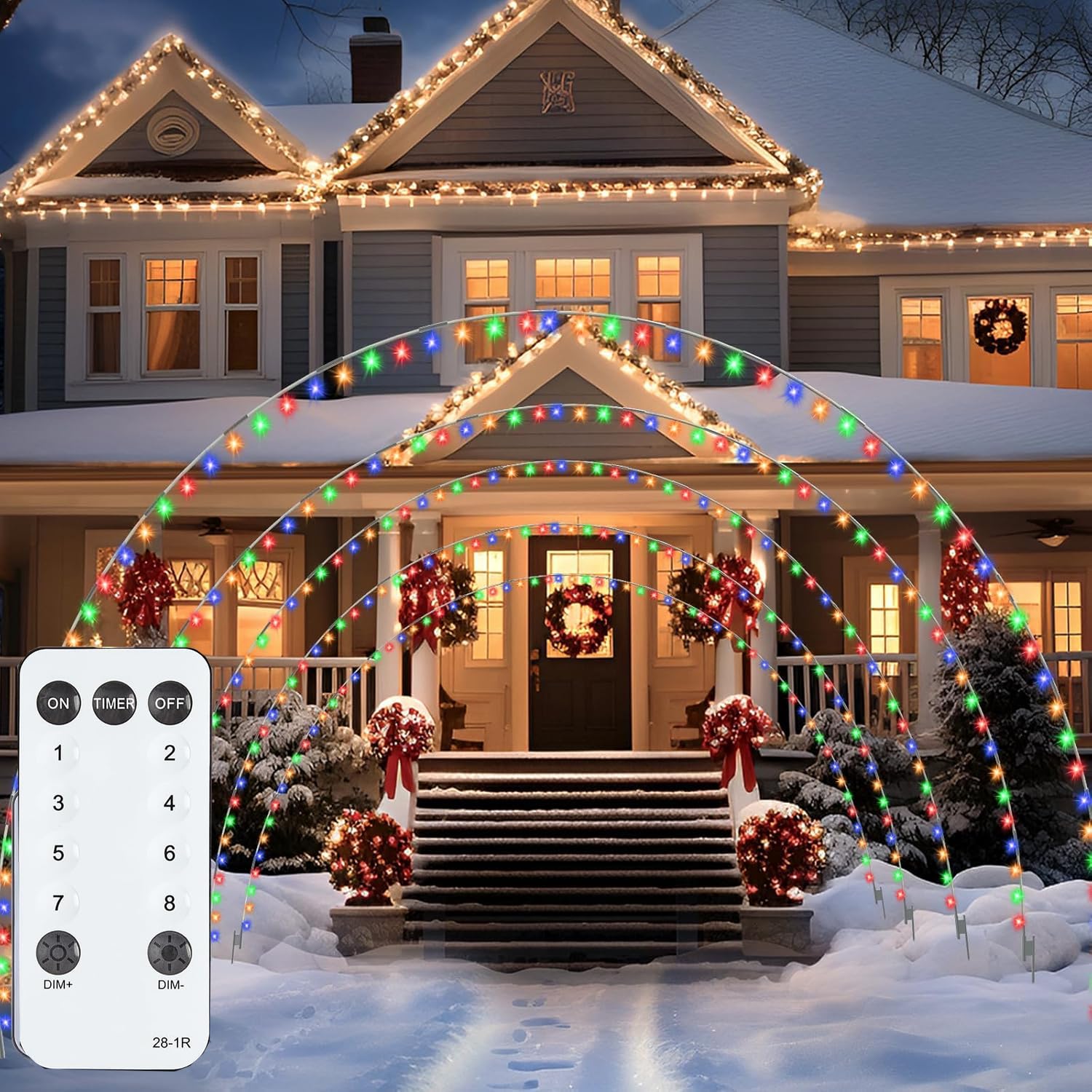 Brightown 3 Pack Christmas Archway Outdoor,24FT 300LEDs Christmas Light Arch with 8 Light Modes, Simple and Easy Assembly, Custo